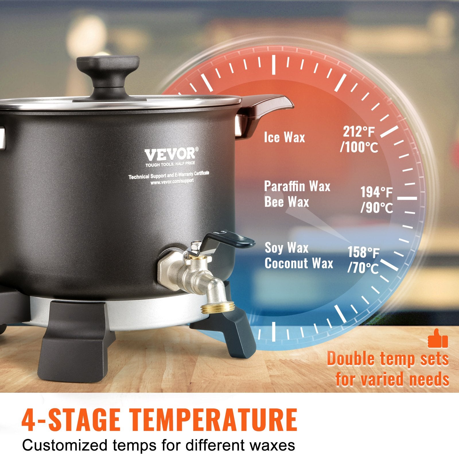 VEVOR Wax Melter for Candle Making, 5 Liter Large Electric Wax Melting Pot Easy Pour Spout, 4-level Temperature Control, Easy Clean for Candle Soap Cream Beauty Bulk Production Business or Home 5