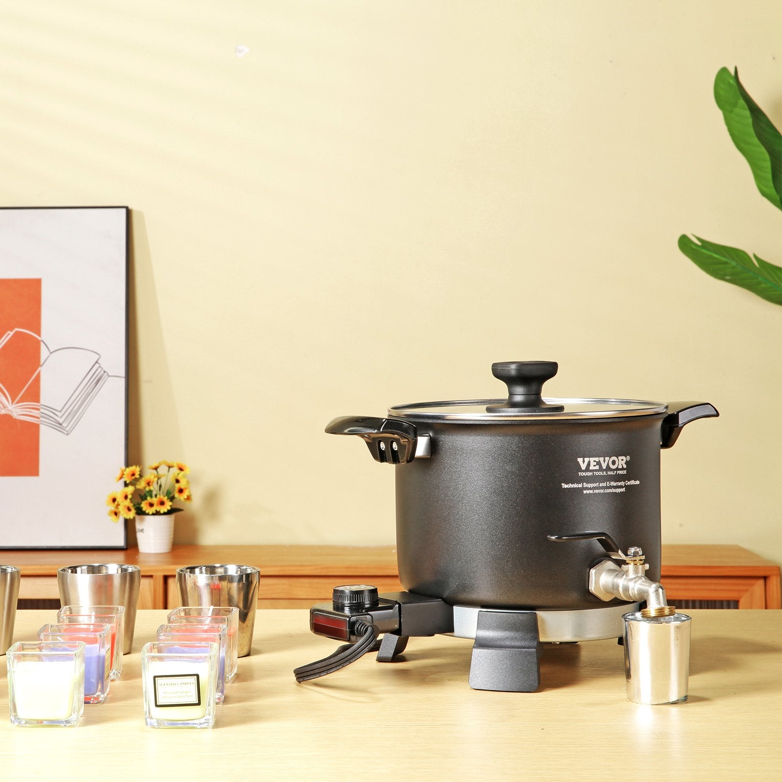 VEVOR Wax Melter for Candle Making, 5 Liter Large Electric Wax Melting Pot Easy Pour Spout, 4-level Temperature Control, Easy Clean for Candle Soap Cream Beauty Bulk Production Business or Home 8