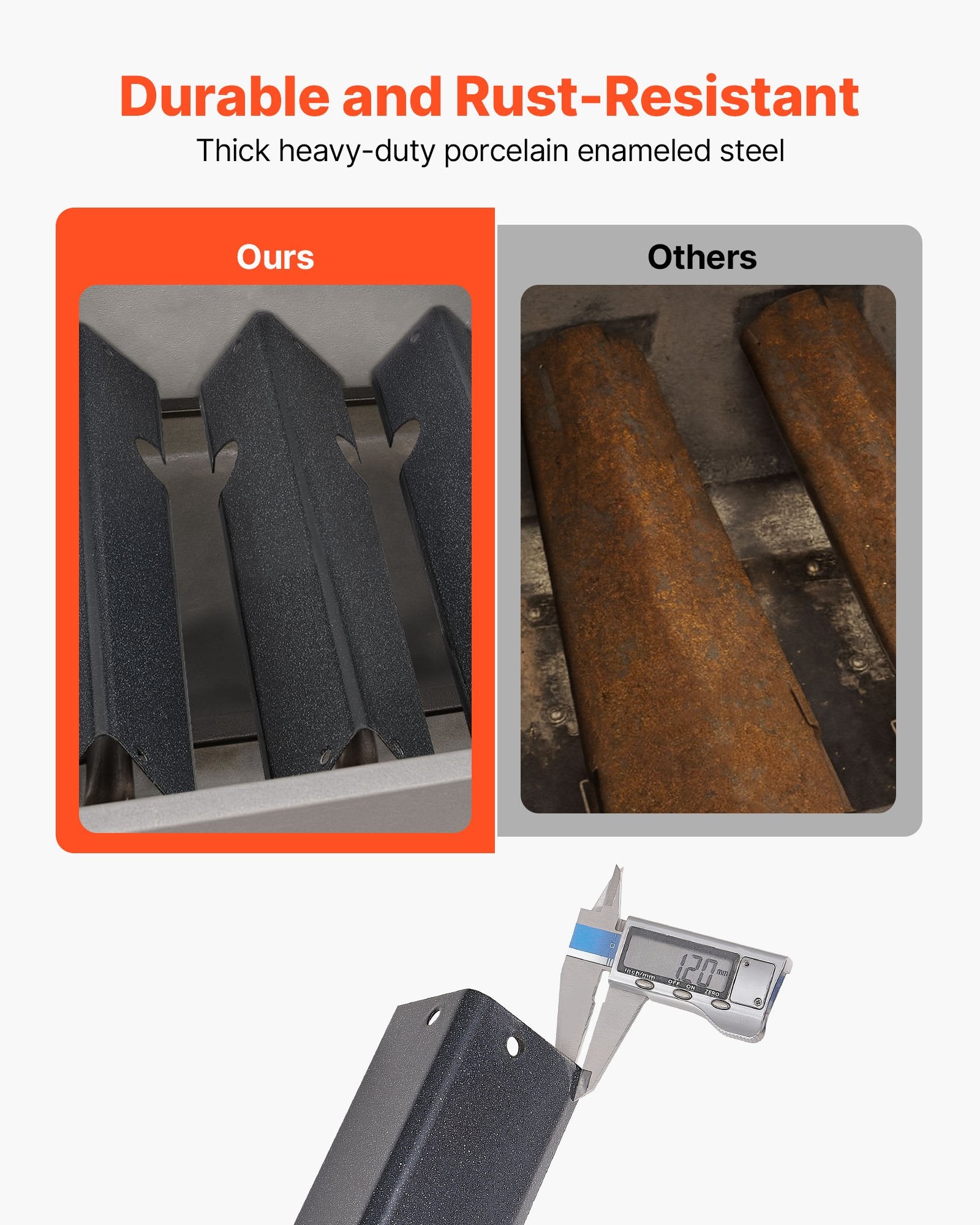 VEVOR Flavorizer Bars, 44cm Grill Replacement Part, for Weber Genesis ll 310 315 335 340, E/S 325s, ES/SX 325s, E/S 335, EX/SX/EPX-335 Grills, Porcelain-enameled Steel Thicker Heat Plate, 5 Pack 4