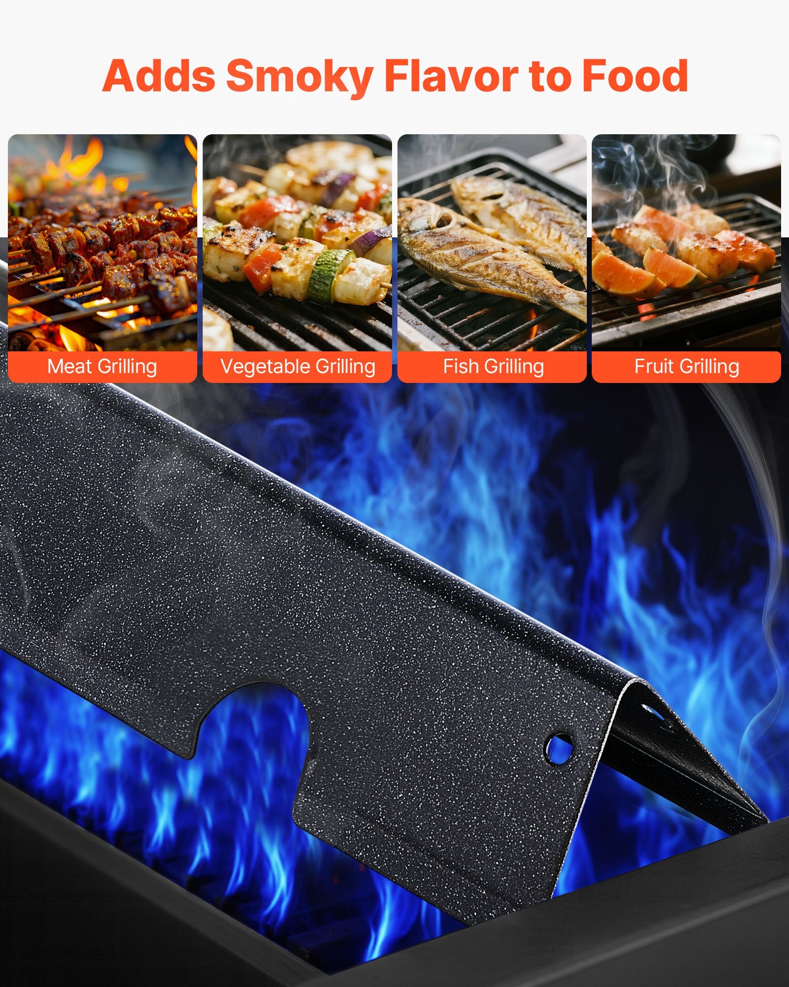 VEVOR Flavorizer Bars, 44cm Grill Replacement Part, for Weber Genesis ll 310 315 335 340, E/S 325s, ES/SX 325s, E/S 335, EX/SX/EPX-335 Grills, Porcelain-enameled Steel Thicker Heat Plate, 5 Pack 7