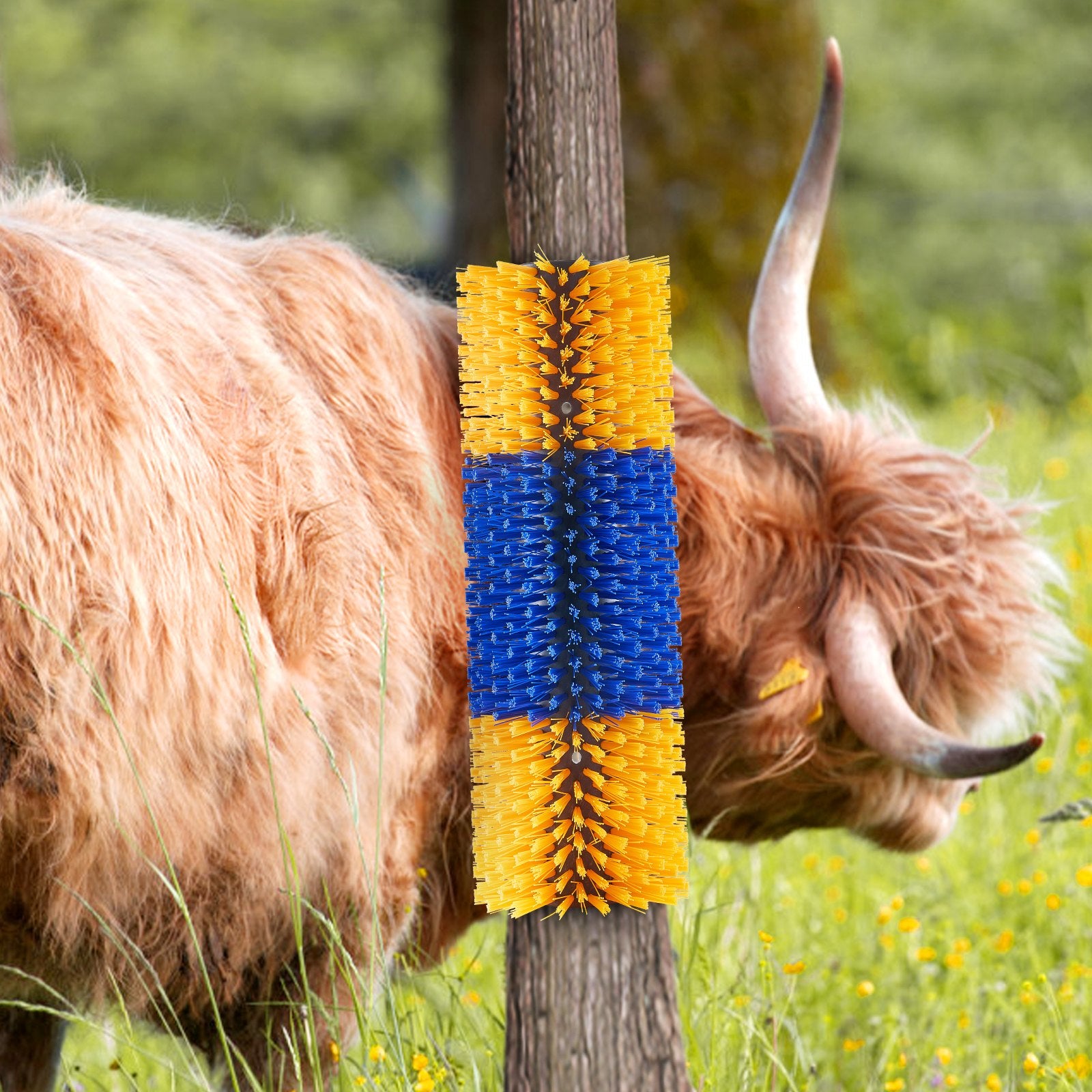 VEVOR Livestock Scratching Brush, Horse Brush with 2 Screws, 20  x 7.5 in Cow Scratcher, for Back Itch Relief & Keep Cleaning, Grooming & Scratching Post Brush for Horse, Pig, Cattle Supplies 8