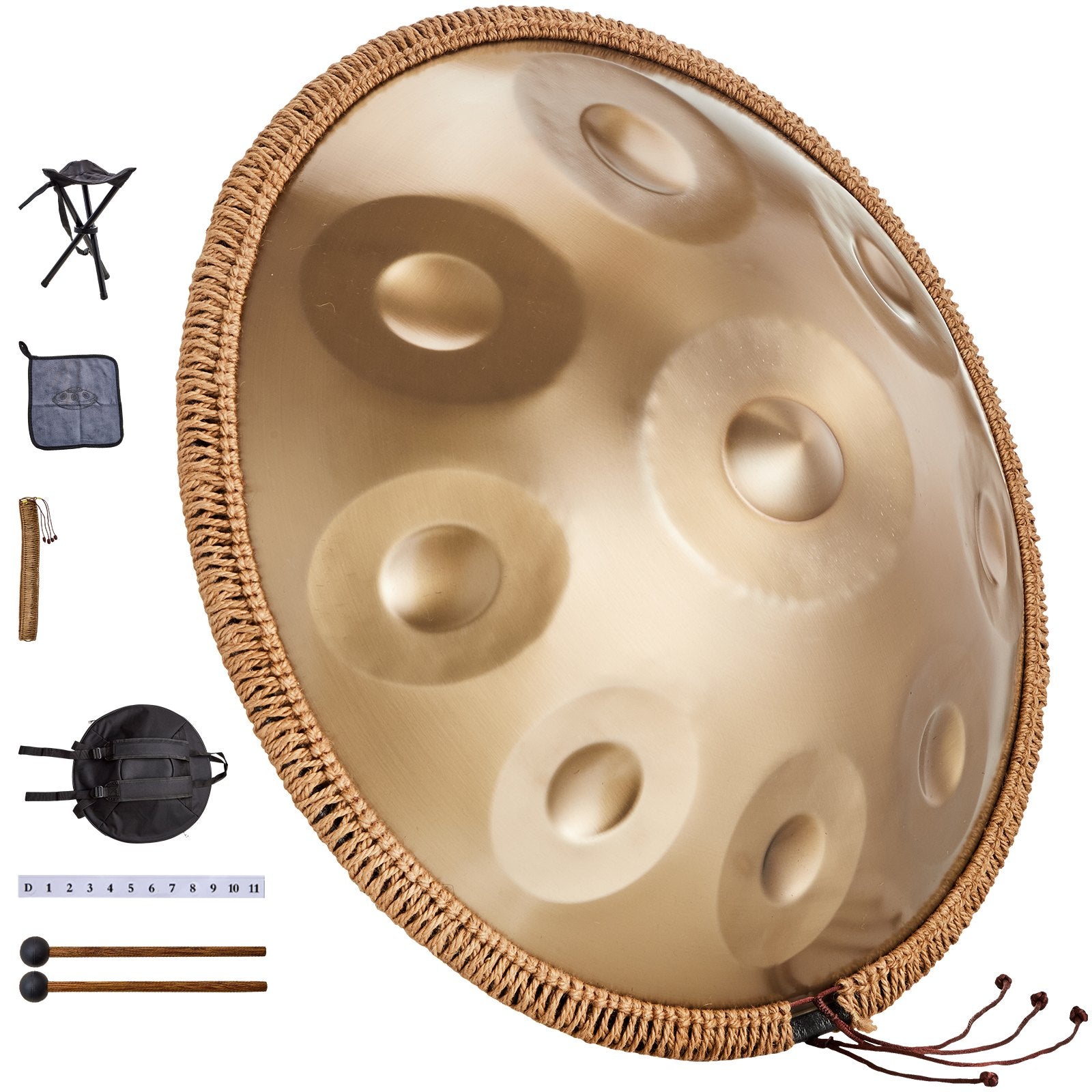 VEVOR Handpan Drum 22 in 9 Notes D Minor Steel Hand Drum with Mallets for Adult 8