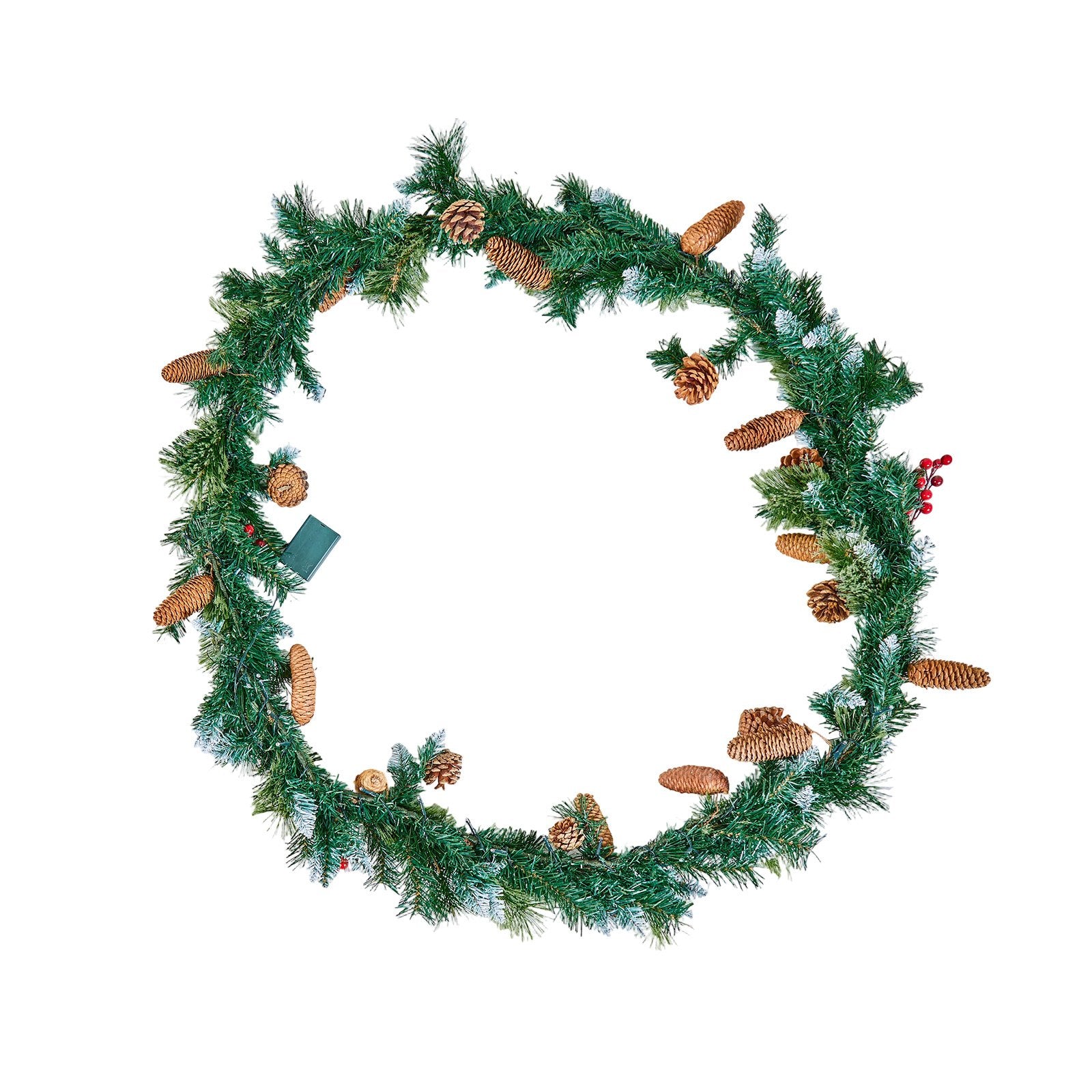 VEVOR Christmas Garland, 2750mm Artificial Christmas Garland with Light String, Faux Greenery Decoration with Berry Clusters, Pine Needles, Pine Cones, Realistic Xmas Collection for Mantel Fireplace 9