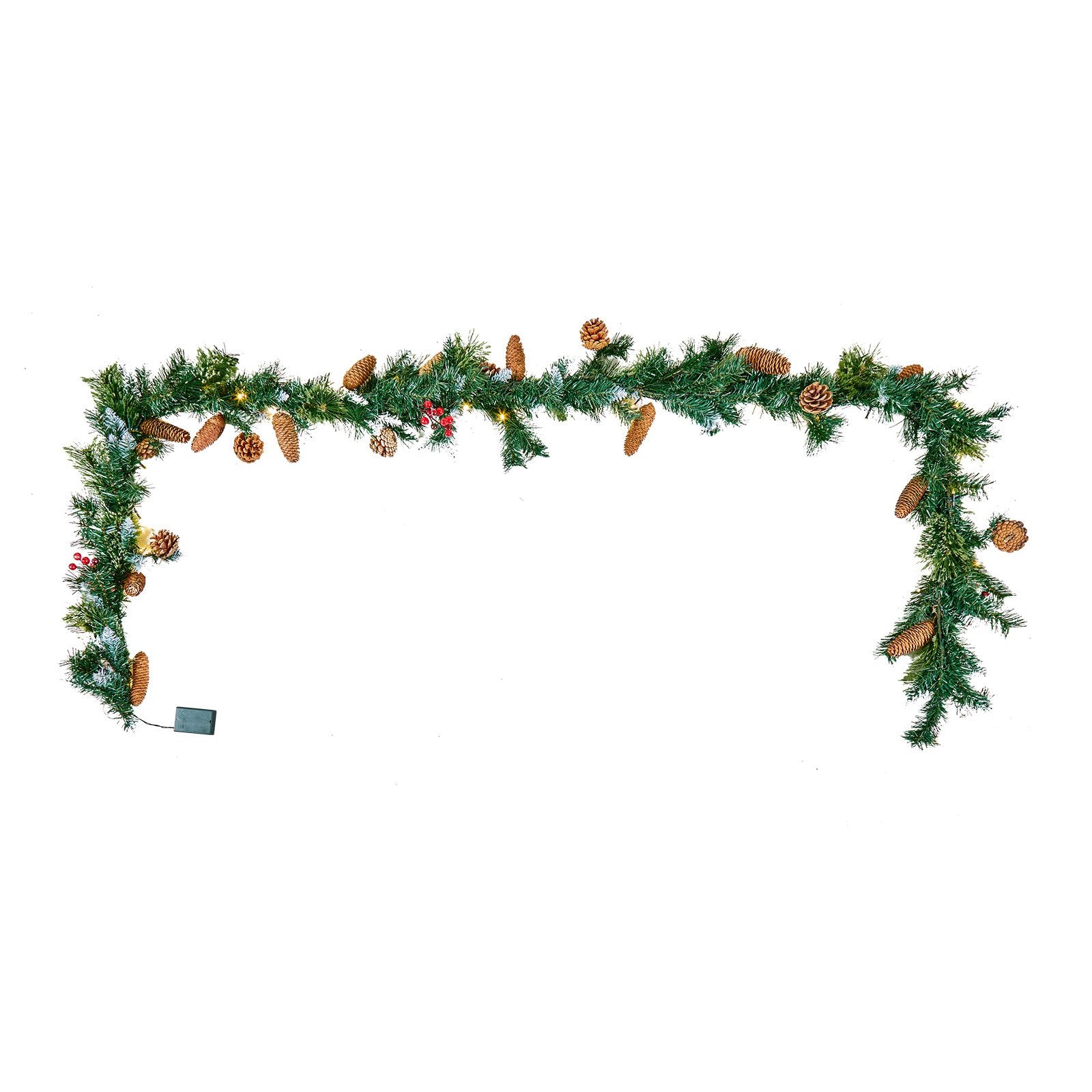 VEVOR Christmas Garland, 2750mm Artificial Christmas Garland with Light String, Faux Greenery Decoration with Berry Clusters, Pine Needles, Pine Cones, Realistic Xmas Collection for Mantel Fireplace 11