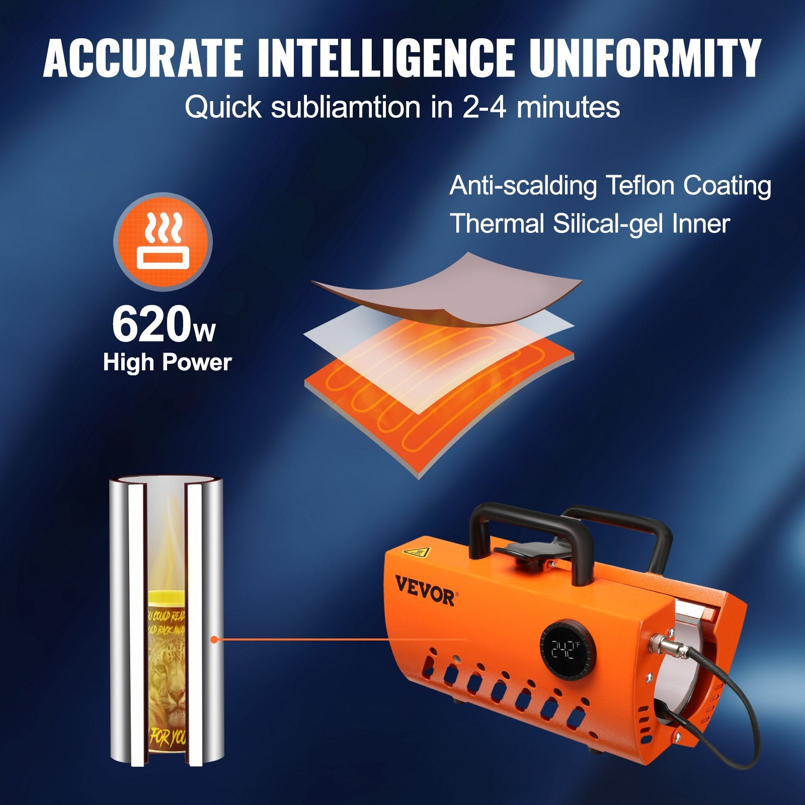 VEVOR Mug Heat Press, 30oz Tumbler Heat Press Machine, Sublimation Transfer 11-15oz 16-25oz 30oz Straight Skinny Tumblers, Cup Heat Press with Heat-resist Gloves & Tape, DIY Ceramic Mugs Cups Glasses 5