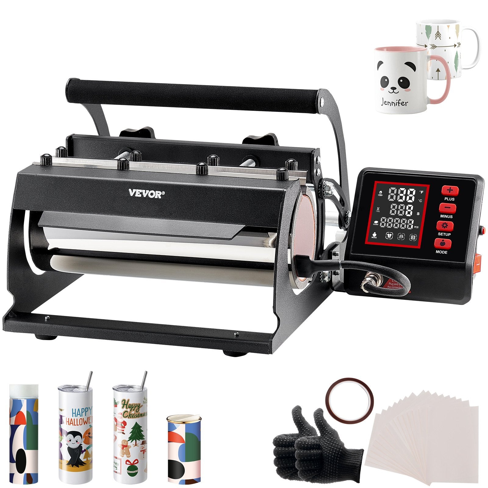 VEVOR Tumbler Heat Press Machine 11-30oz Mug Press Sublimation Tumblers Black 8