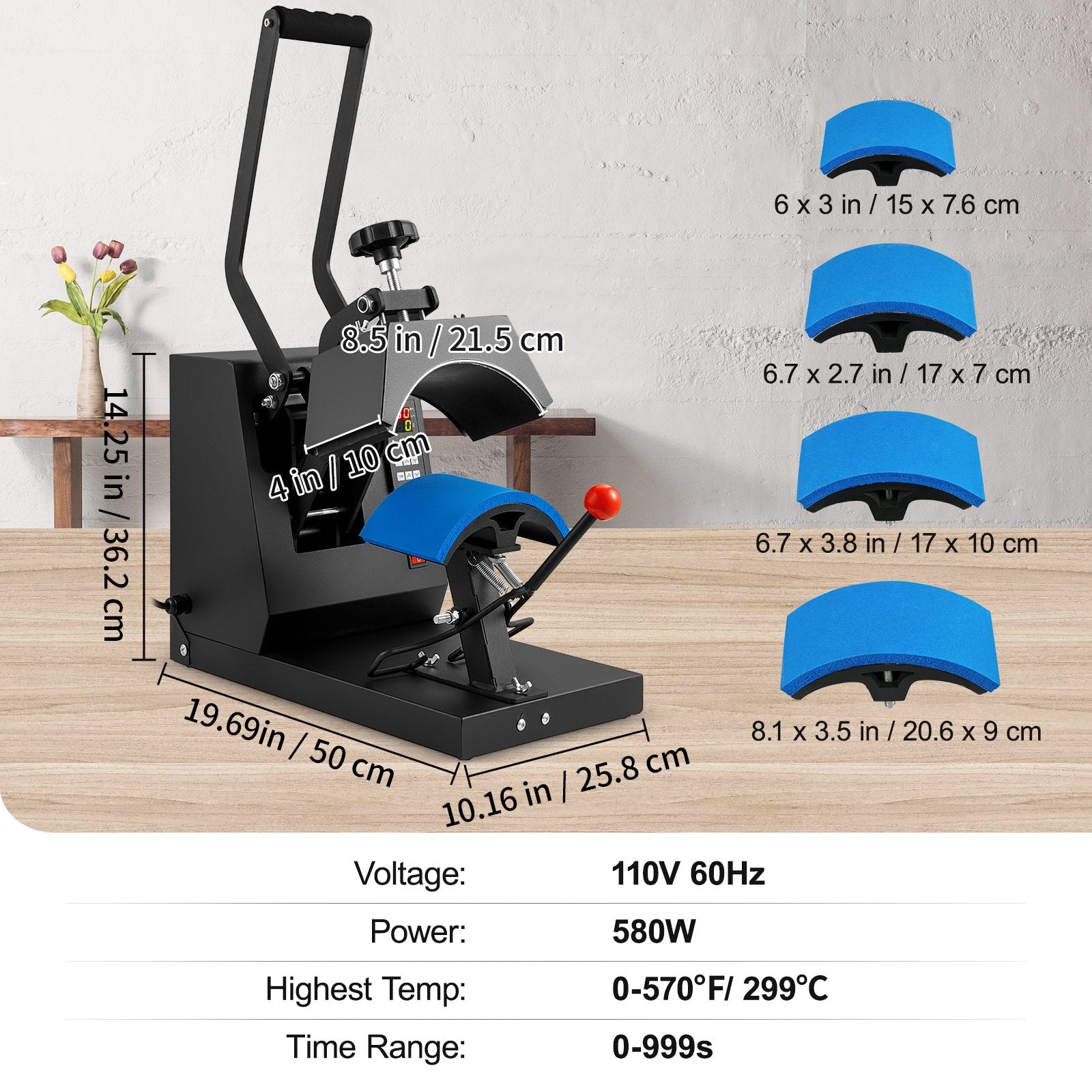 VEVOR Hat Heat Press Cap Heat Press Machine 4 Heating Pads Sublimation Transfer 7