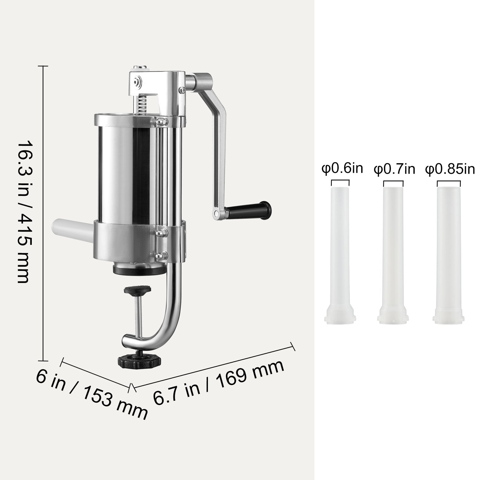 VEVOR Sausage Stuffer 2.5LBS/1.5L Capacity Homemade Sausage Maker Stainless Steel 7