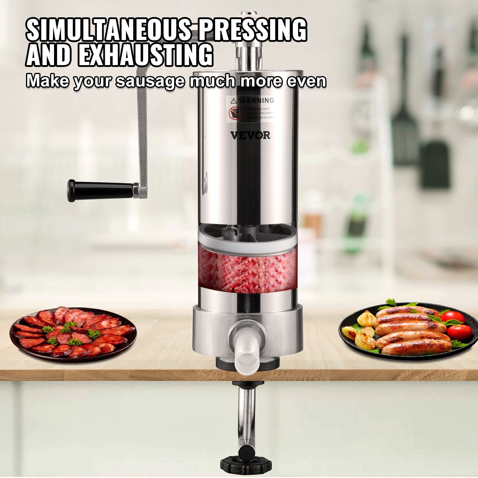 VEVOR Sausage Stuffer 5LBS/3L Capacity Homemade Sausage Maker Stainless Steel 3