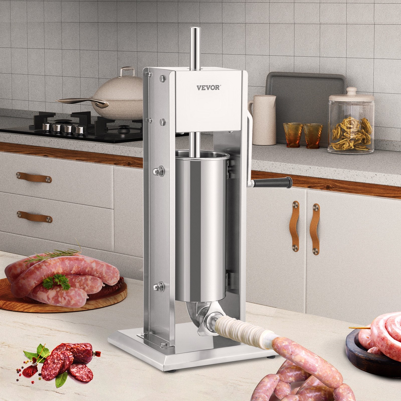 VEVOR Sausage Stuffer 8LBS/5L Capacity Homemade Sausage Maker Stainless Steel 7