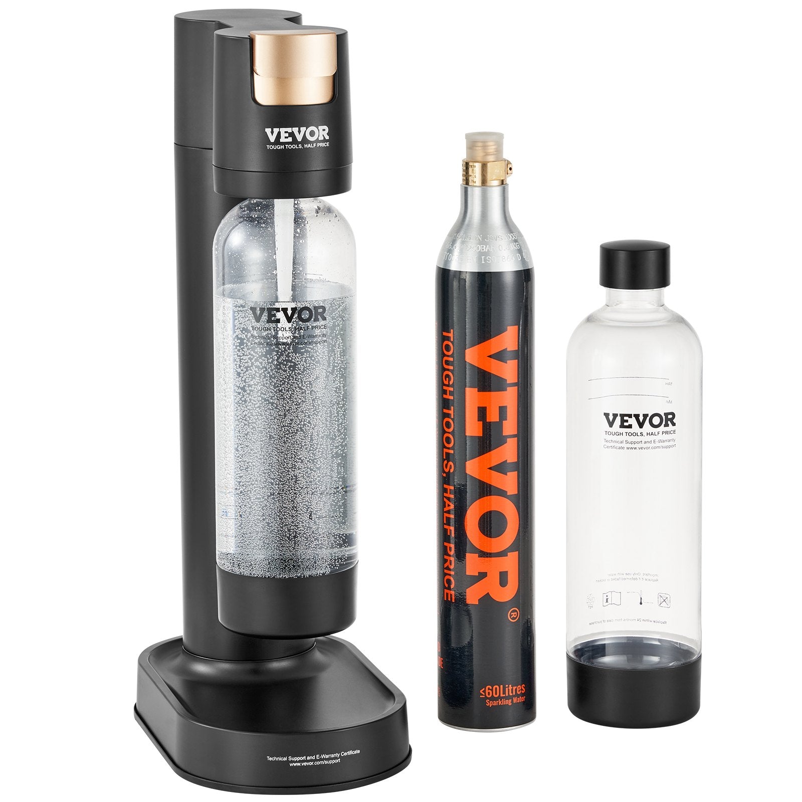VEVOR Sparkling Water Maker, Soda Maker Machine for Home Carbonating, Seltzer Water Starter Kit with 2 BPA-free 1L PET Bottles, CO2 Cylinder, Compatible with Mainstream Screw-in 60L CO2 Cylinder 9