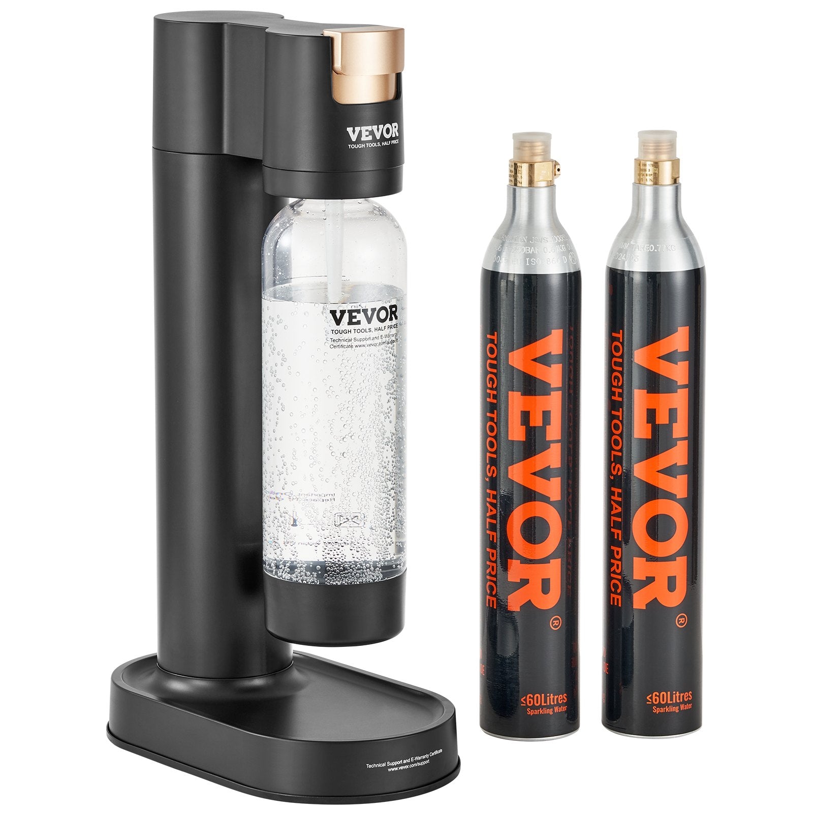 VEVOR Sparkling Water Maker, Soda Maker Machine for Home Carbonating, Seltzer Water Starter Kit with BPA-free 1L PET Bottle, 2 CO2 Cylinders, Compatible with Mainstream Screw-in 60L CO2 Cylinder 10