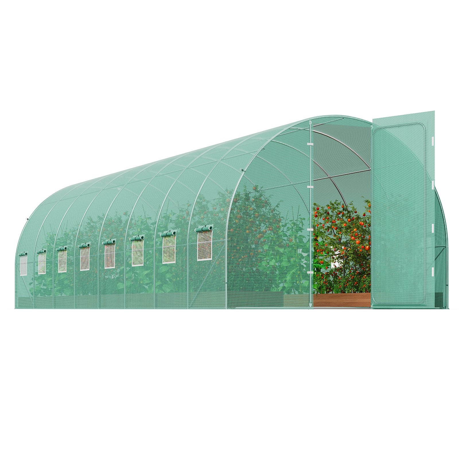 VEVOR Walk-in Tunnel Greenhouse 27.38x9.5x7.38ft Galvanized Frame PE Cover Green 9
