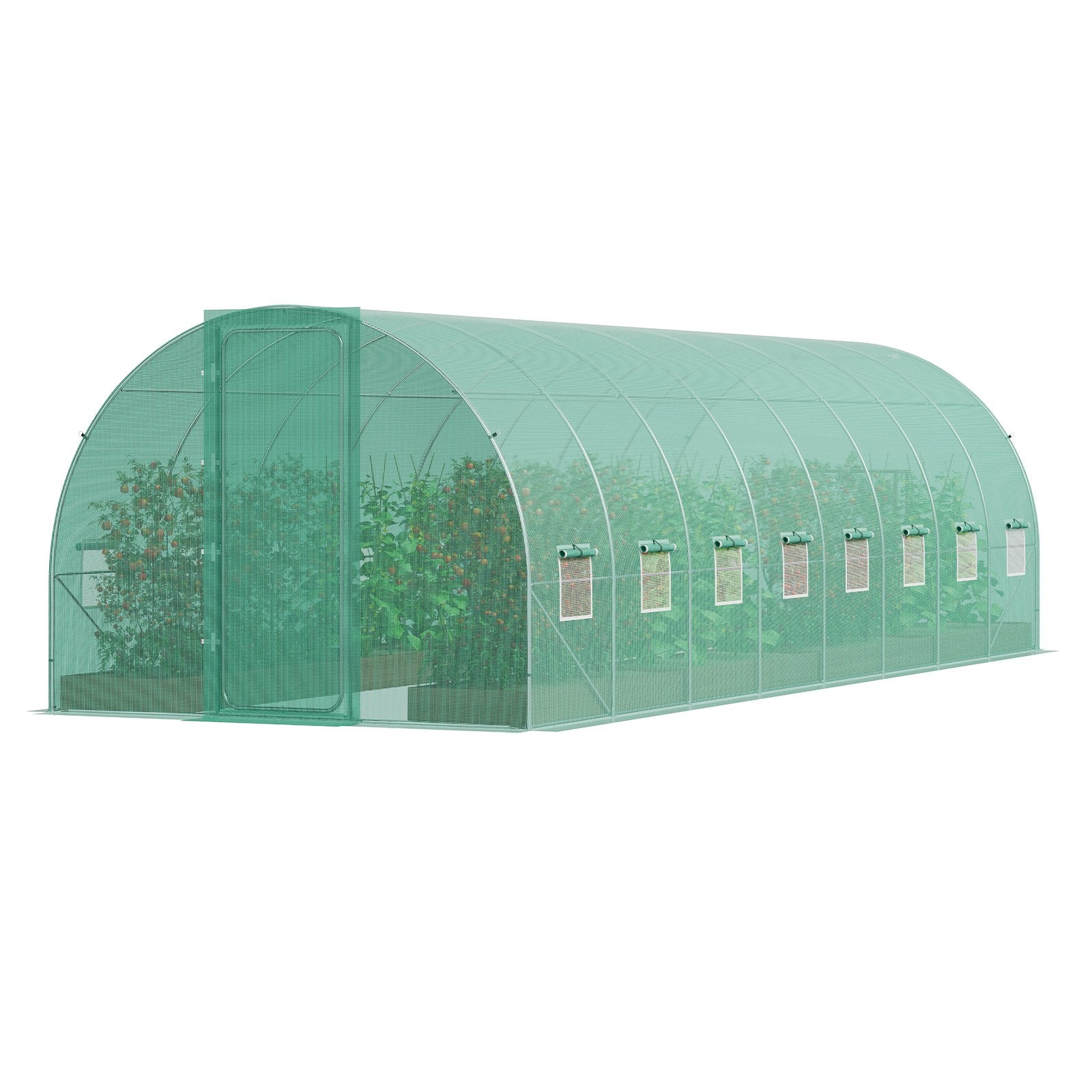 VEVOR Walk-in Tunnel Greenhouse 27.38x9.5x7.38ft Galvanized Frame PE Cover Green 10