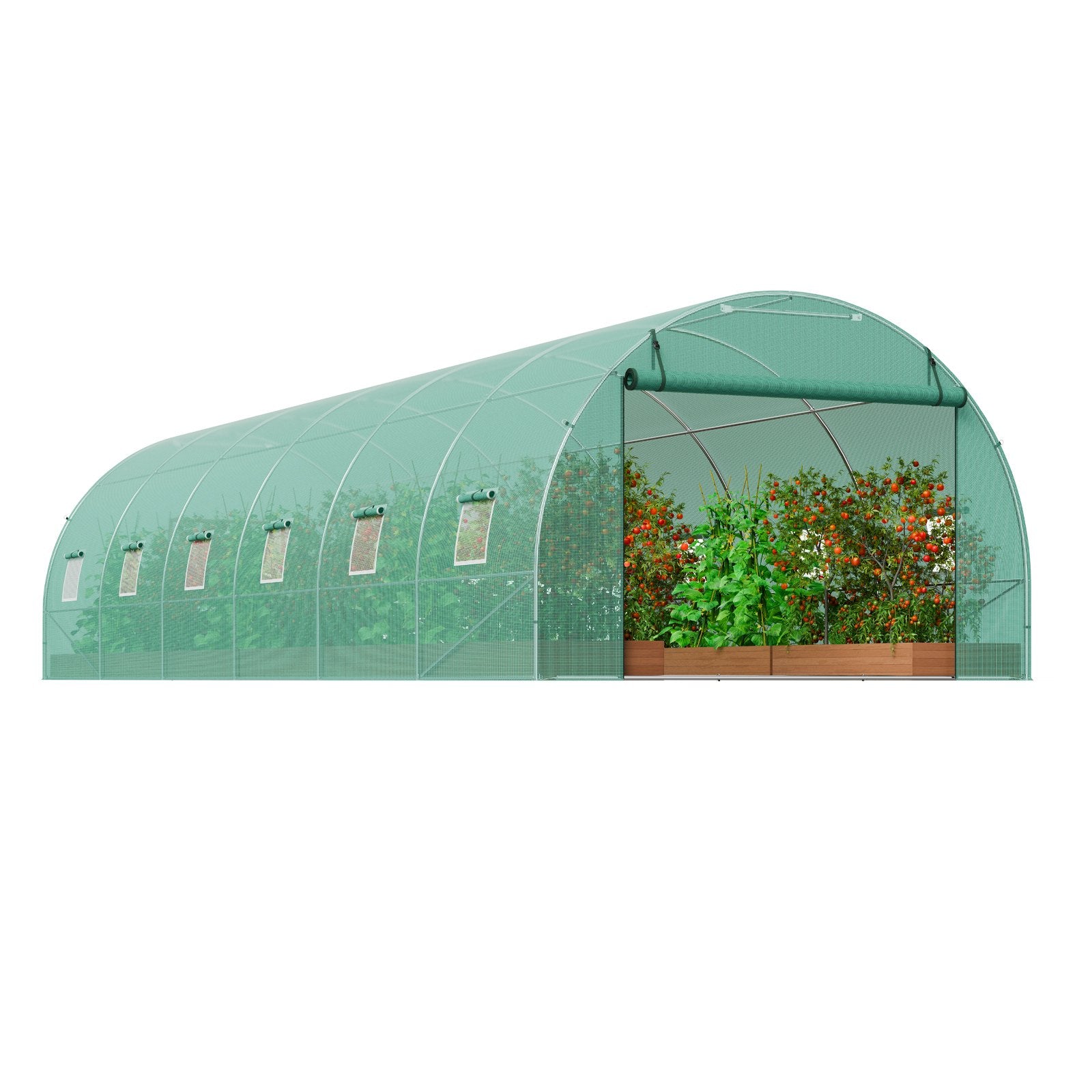 VEVOR Walk-in Tunnel Greenhouse 29.2x9.7x6.5ft Galvanized Frame PE Cover Green 9