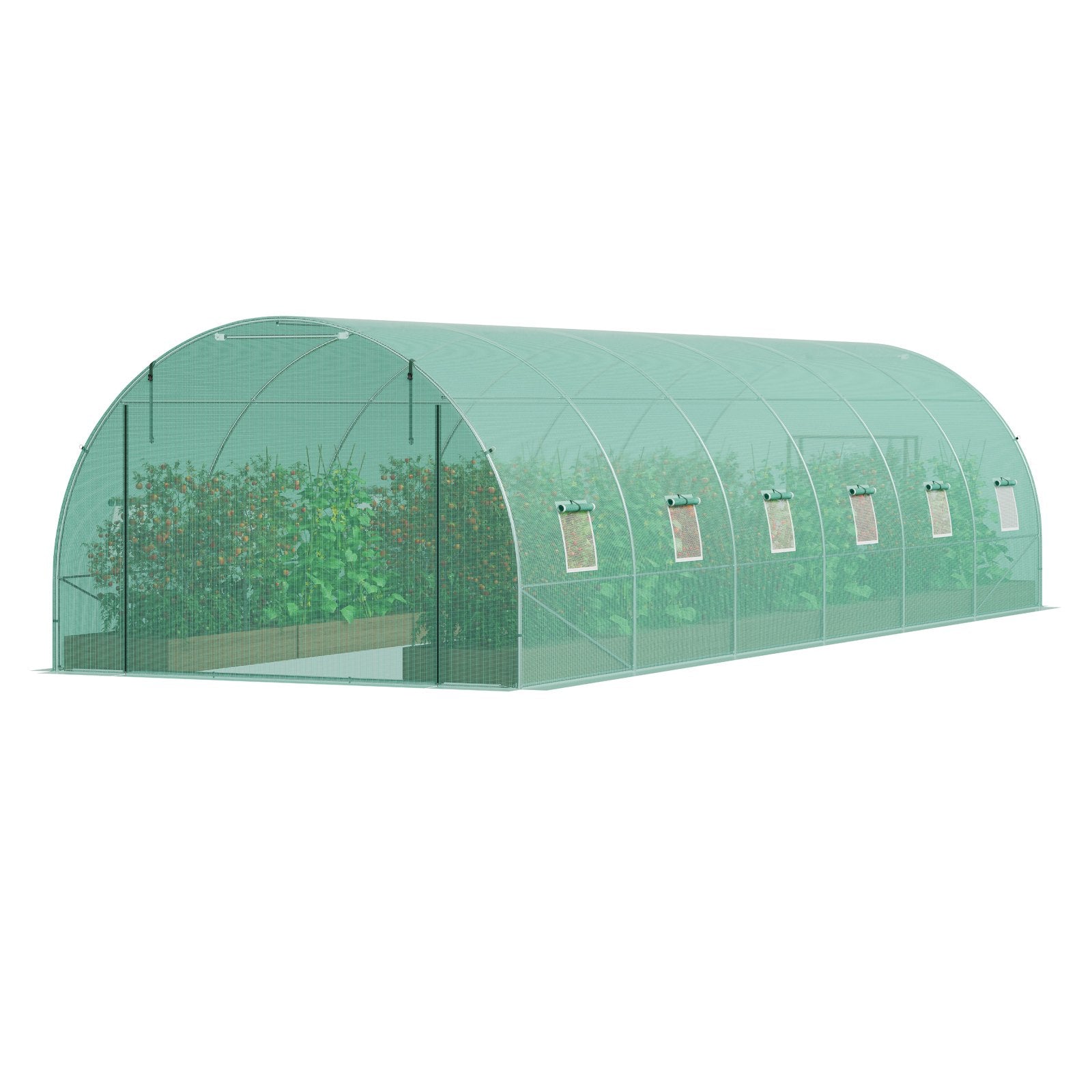 VEVOR Walk-in Tunnel Greenhouse 29.2x9.7x6.5ft Galvanized Frame PE Cover Green 10