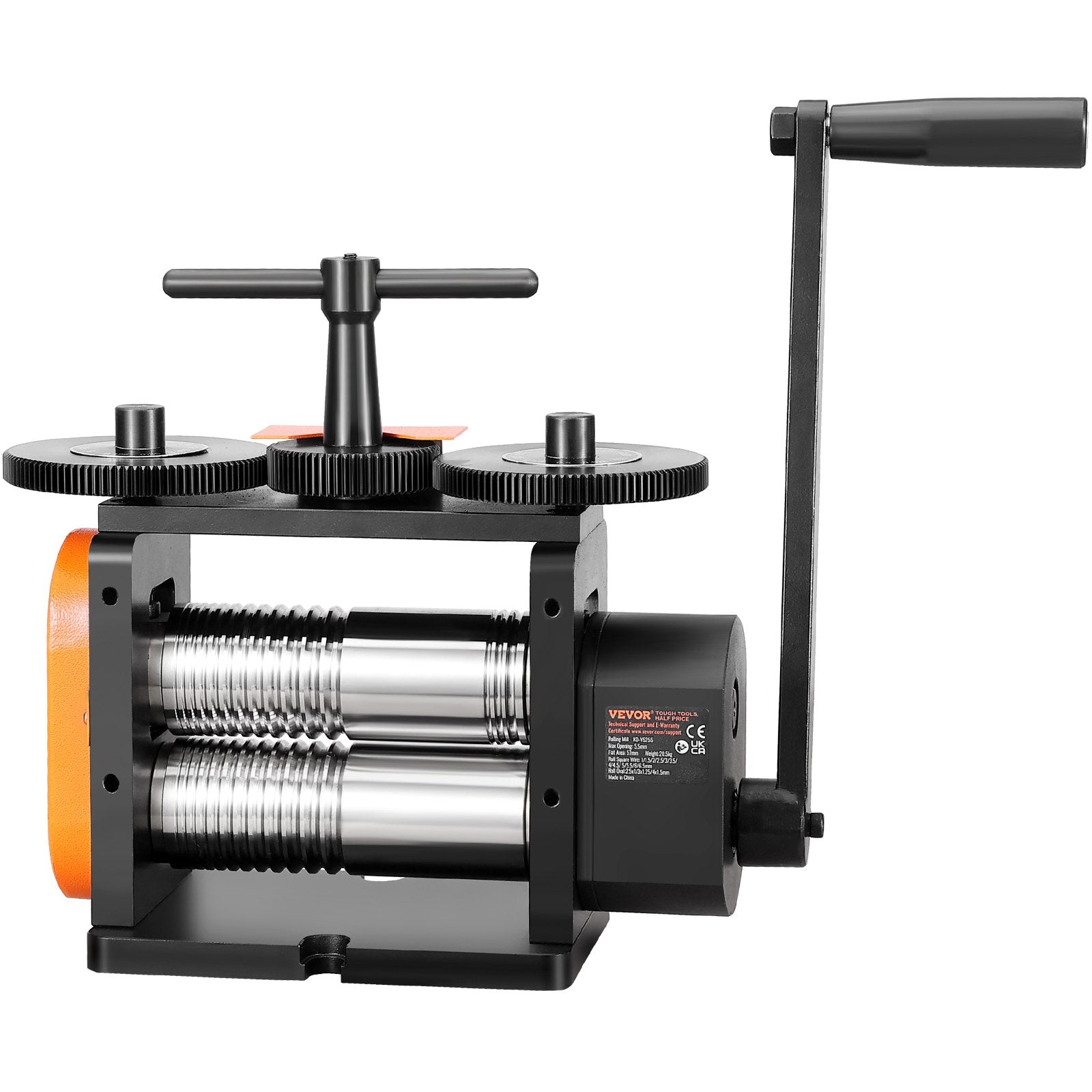 VEVOR Rolling Mill, 2.24"/57 mm Jewelry Rolling Mill Machine, 1: 2 Gear Ratio, 3-in-1 Multi-function Rolling Mill, 0-5.5 mm Press Thickness for Metal Jewelry Making Sheet Square Wire Elliptical 11
