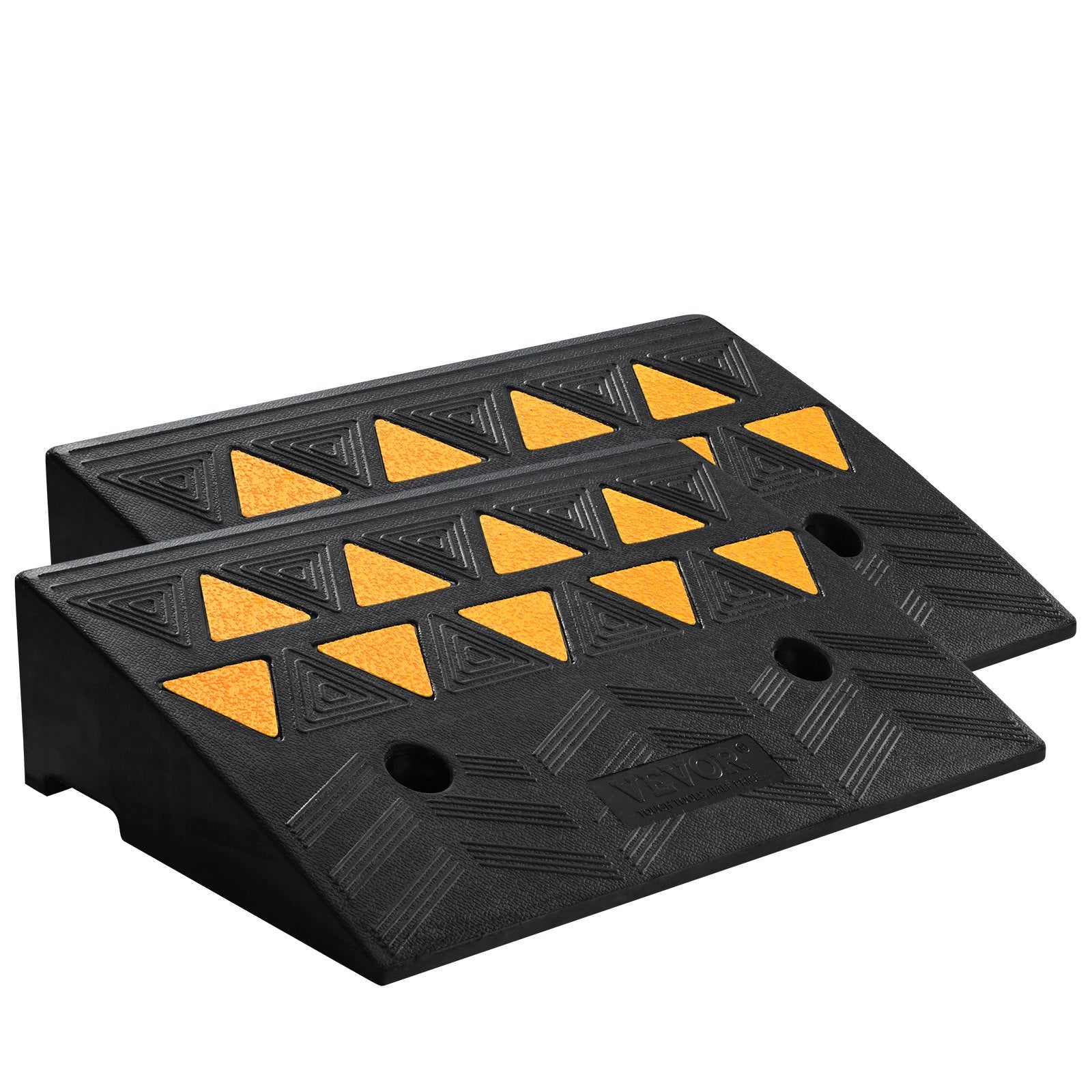 VEVOR Rubber Curb Ramp 2 Pack, 12.7 cm Rise Height Heavy-Duty 15 tons Load Capacity Threshold Ramps, Driveway Ramps with Stable Grid Structure for Cars, Wheelchairs, Bikes, Motorcycles 10