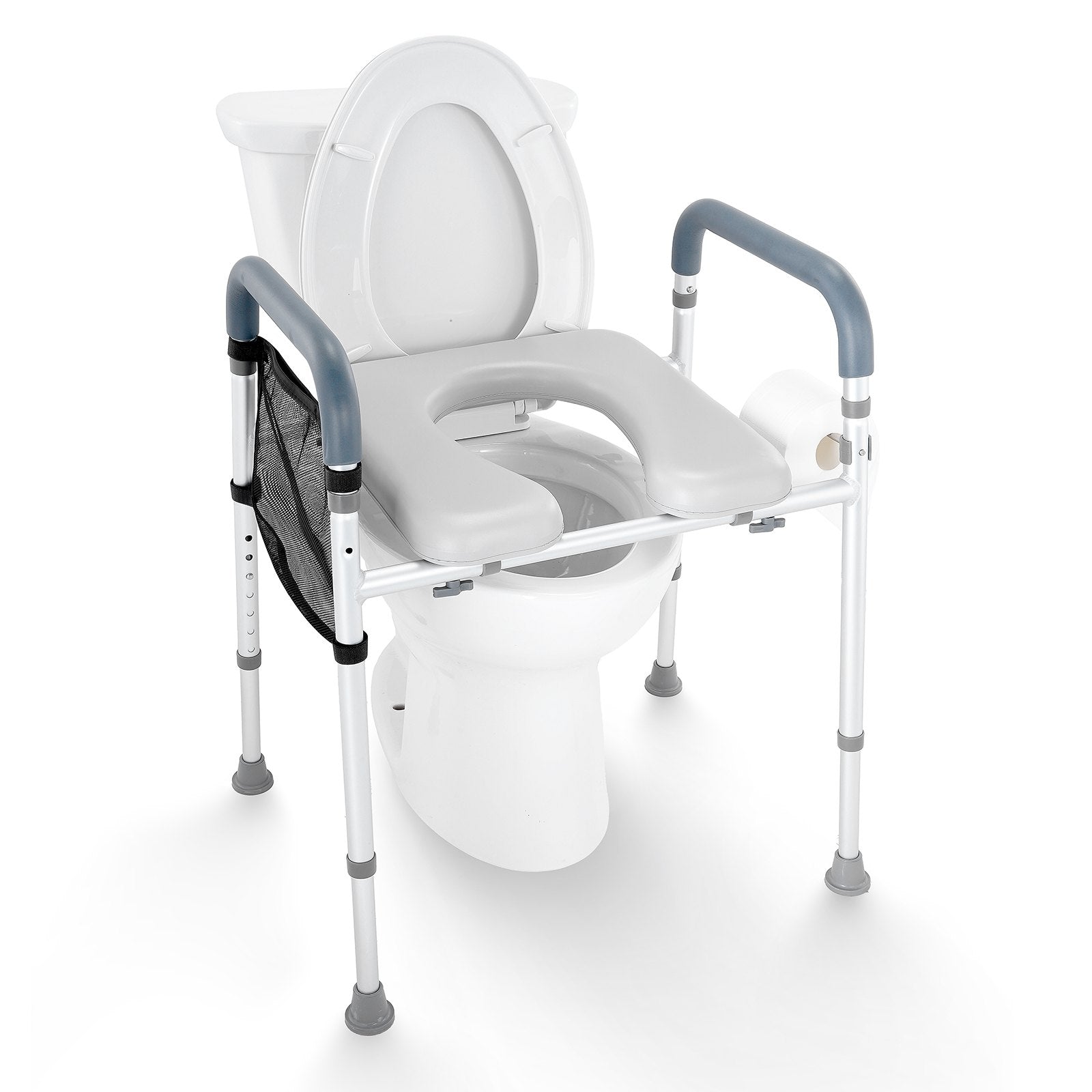 VEVOR Raised Toilet Seat, 7-Position Height Adjustment 655-805 Mm, 158.7 kg Weight Capacity, with Comfort Padded Aluminum Frame, Universal Toilet Seat Riser, for Elderly, Handicap, Pregnant, Medical 9