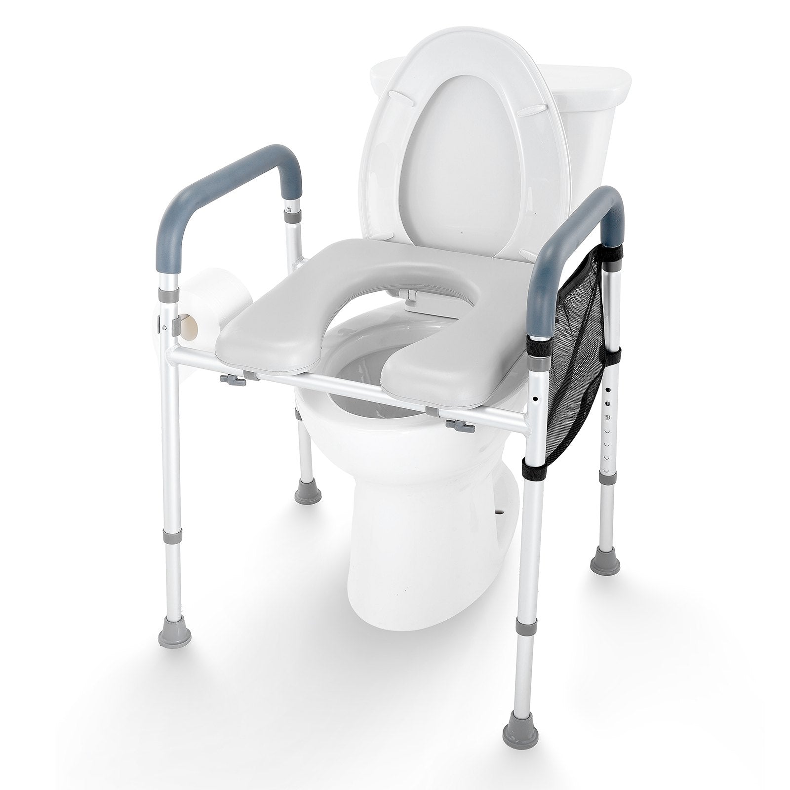 VEVOR Raised Toilet Seat, 7-Position Height Adjustment 655-805 Mm, 158.7 kg Weight Capacity, with Comfort Padded Aluminum Frame, Universal Toilet Seat Riser, for Elderly, Handicap, Pregnant, Medical 10