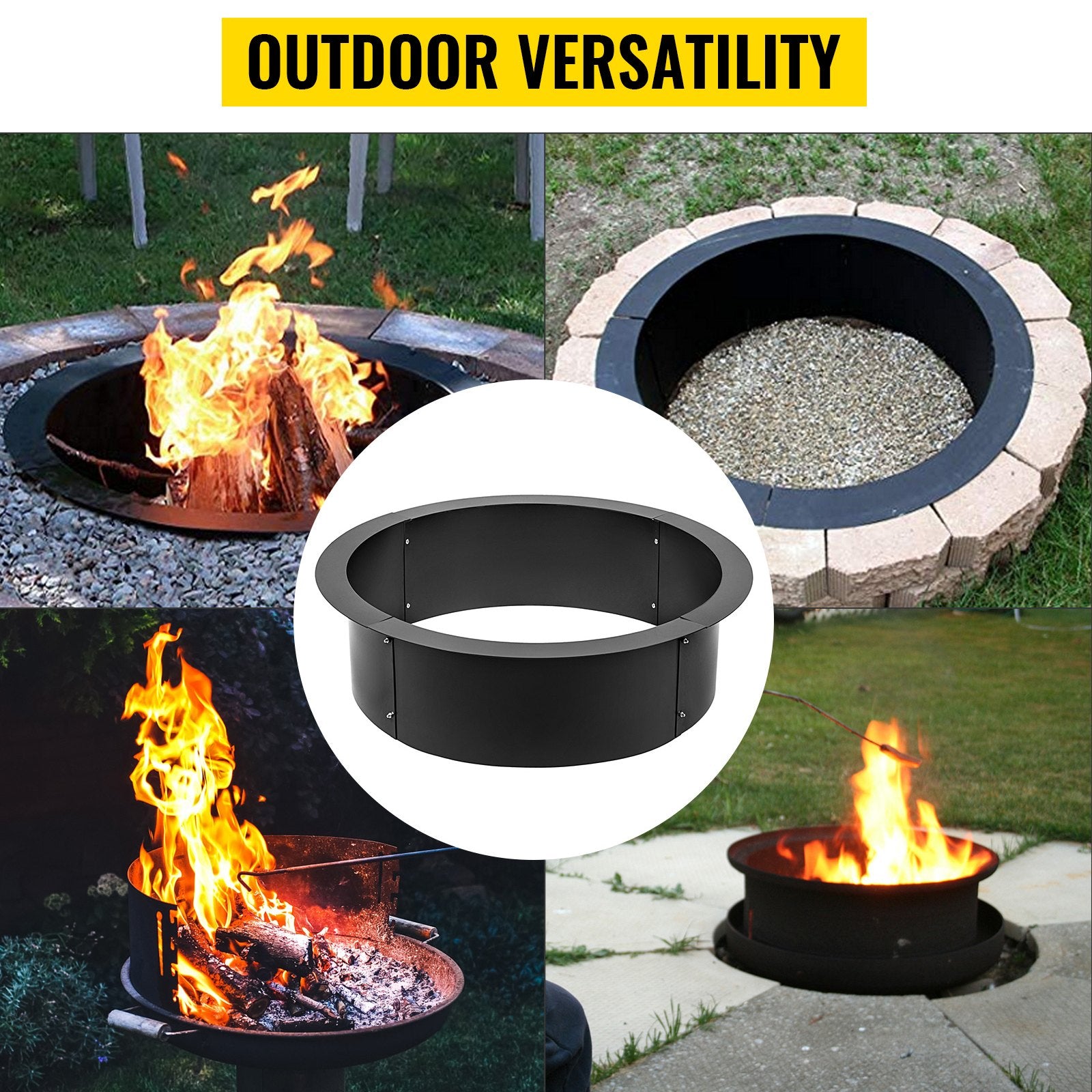 VEVOR Outdoor Fire Pit Ring 106cm BBQ Table Grill Garden Wood Burning Fireplace 7