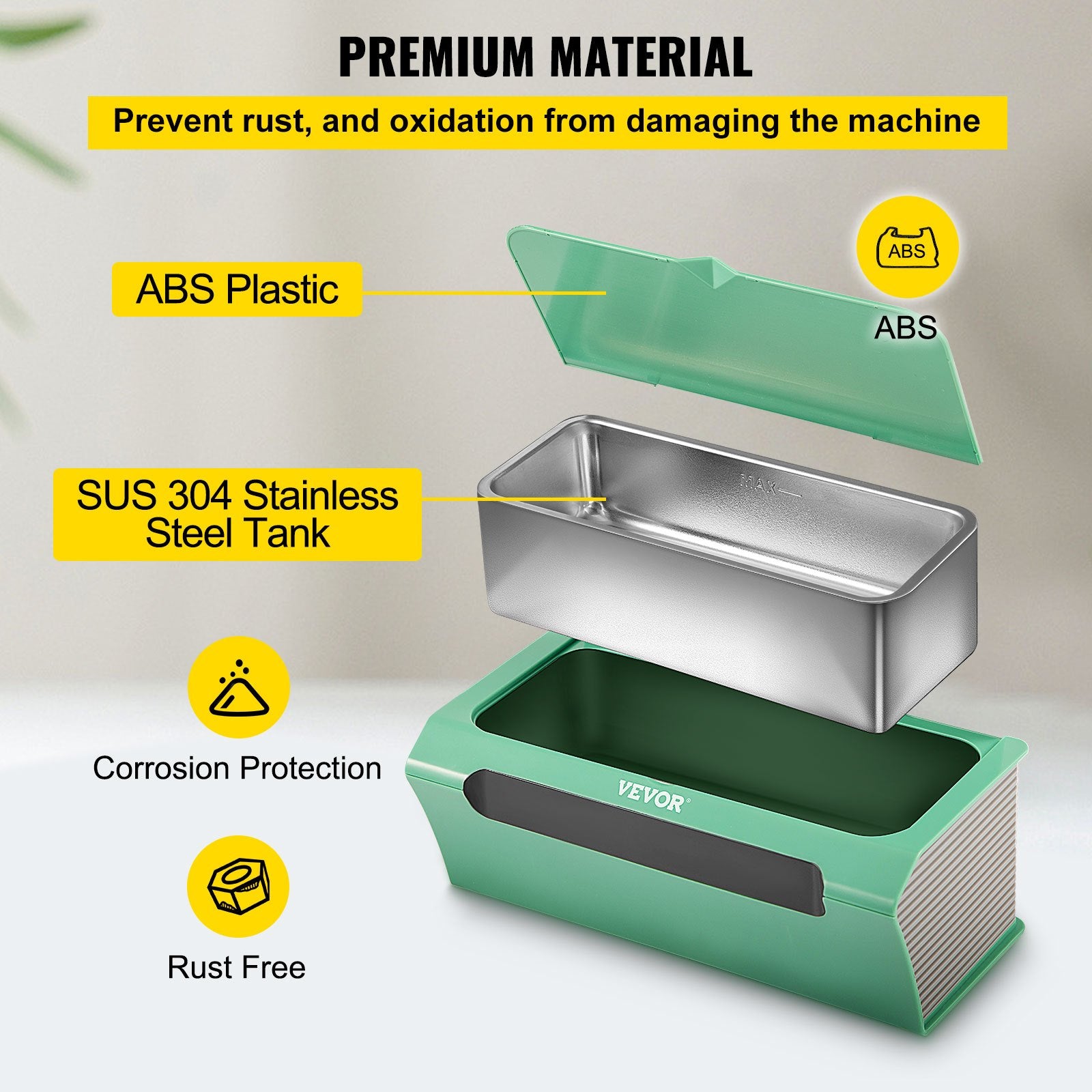 VEVOR Ultrasonic Cleaner Ultrasound Cleaning Machine 500ML Green for Jewelry 6