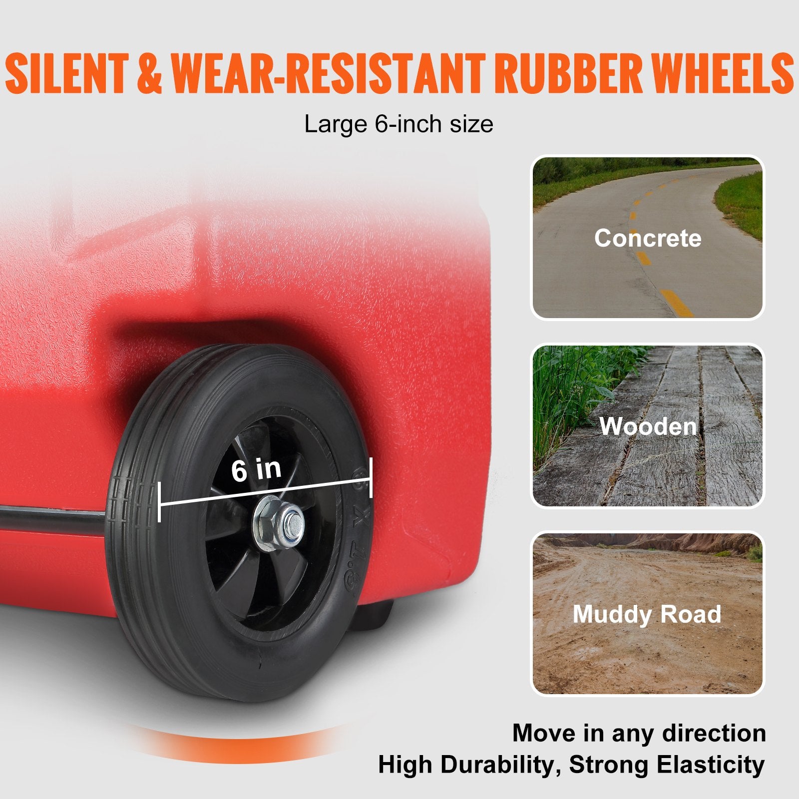 VEVOR 60.57L Fuel Caddy, 7.8 L/min, Portable Gas Storage Tank Container with Hand Pump Rubber Wheels, Fuel Transfer Storage Tank for Gasoline Diesel Machine Oil Car Mowers Tractor Boat Motorcycle 3