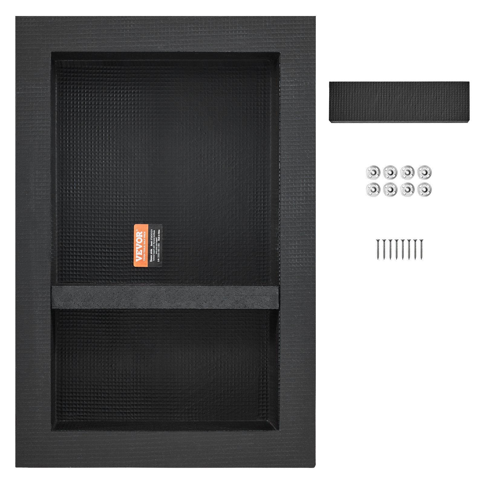 VEVOR Shower Niche Ready for Tile 40.64 x 60.96 cm, 16 x 24 inch Double Shelf Organizer Black 9