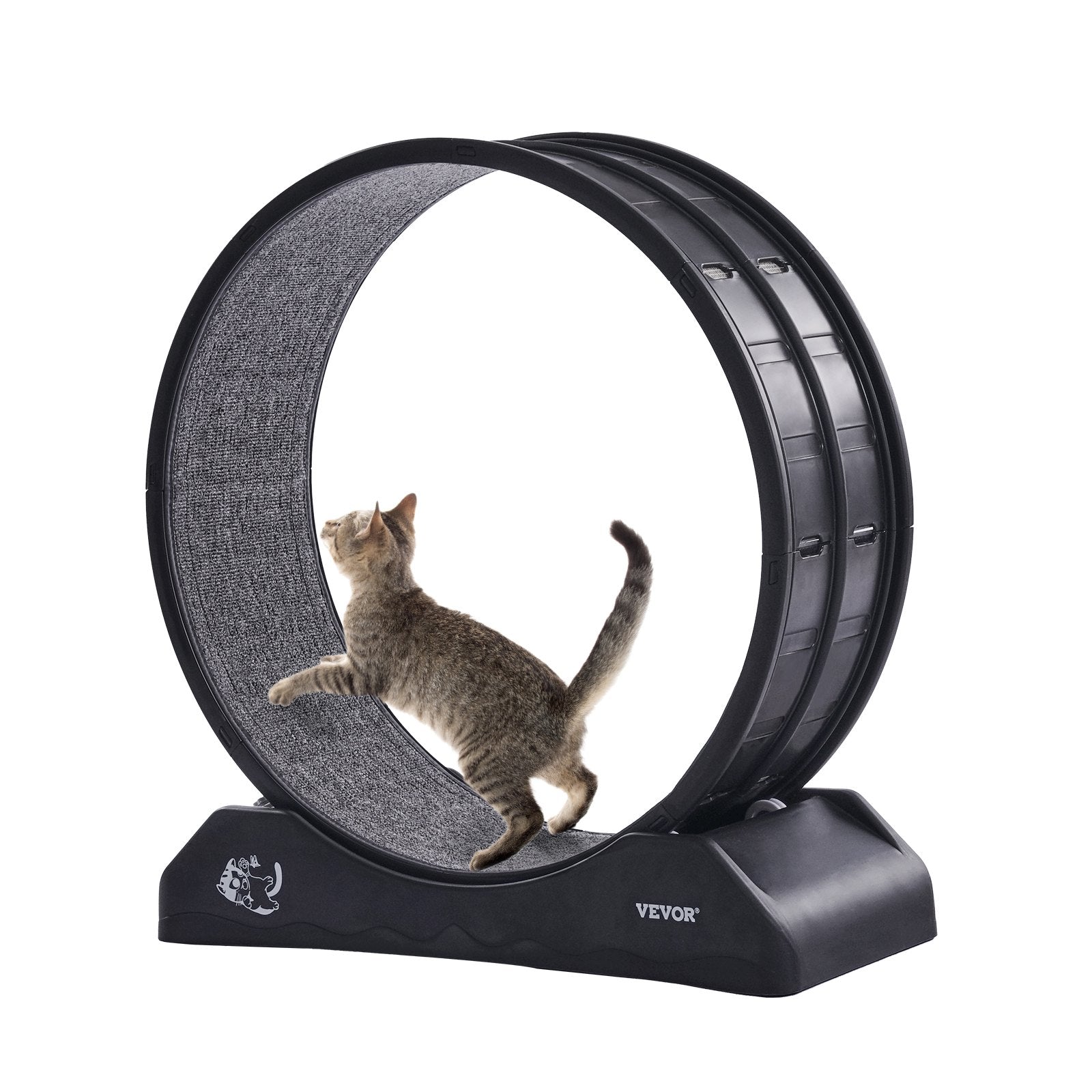 VEVOR Cat Exercise Wheel, 31.5 in, Large Cat Running Wheel with Secure Brake & Carpeted Runway, Quiet Operation Cat Treadmill, Indoor Cats Exerciser Wheel for Pets Weight Loss & Health Black