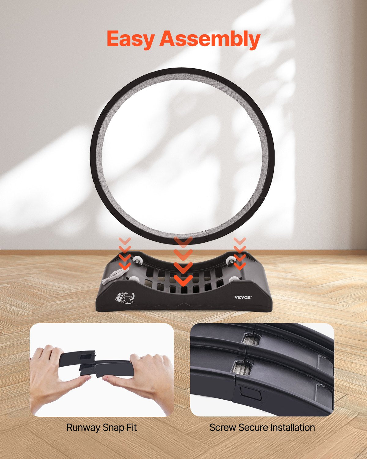 VEVOR Cat Exercise Wheel, 31.5 in, Large Cat Running Wheel with Secure Brake & Carpeted Runway, Quiet Operation Cat Treadmill, Indoor Cats Exerciser Wheel for Pets Weight Loss & Health Black 5