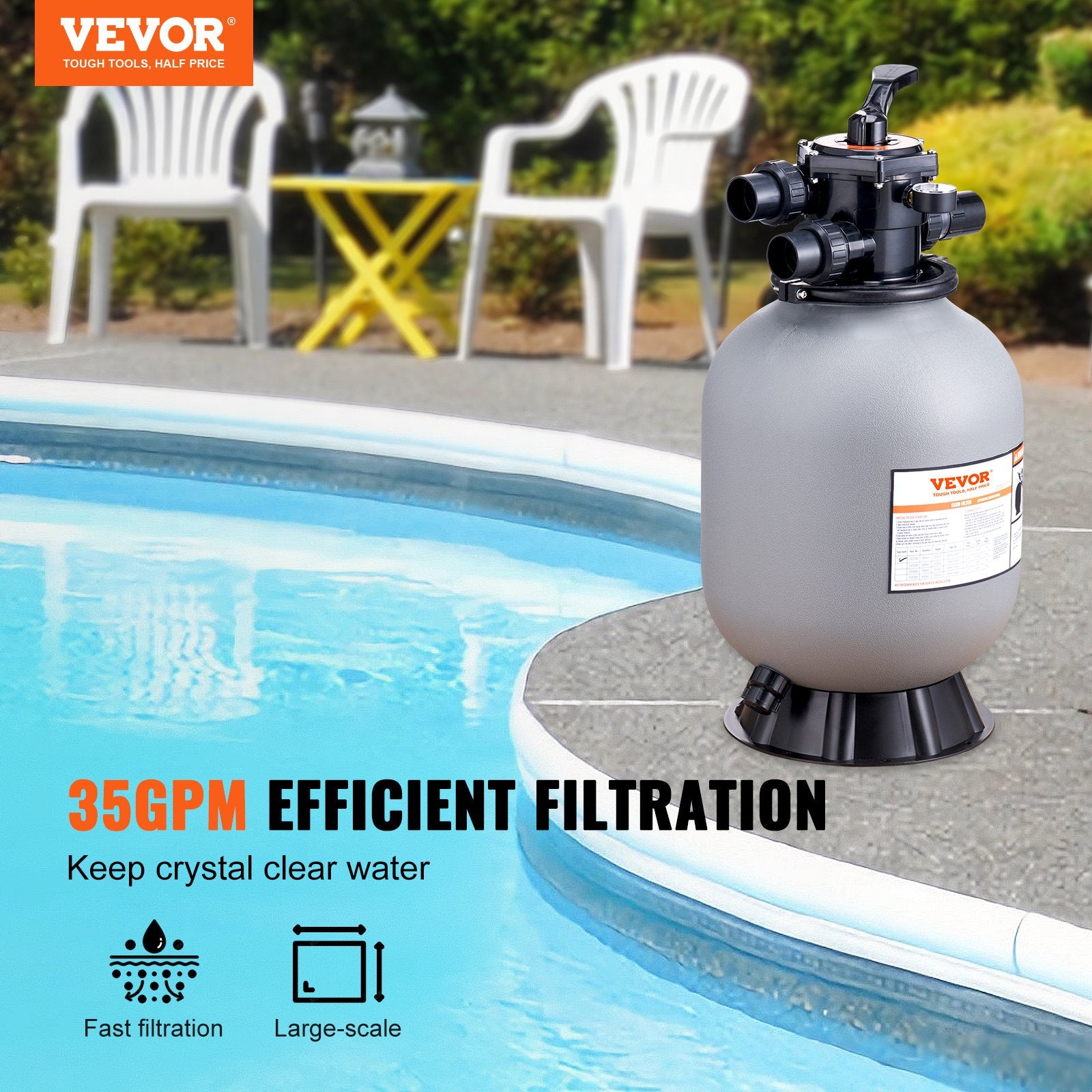 VEVOR Sand Filter, 16-inch, 406.4mm