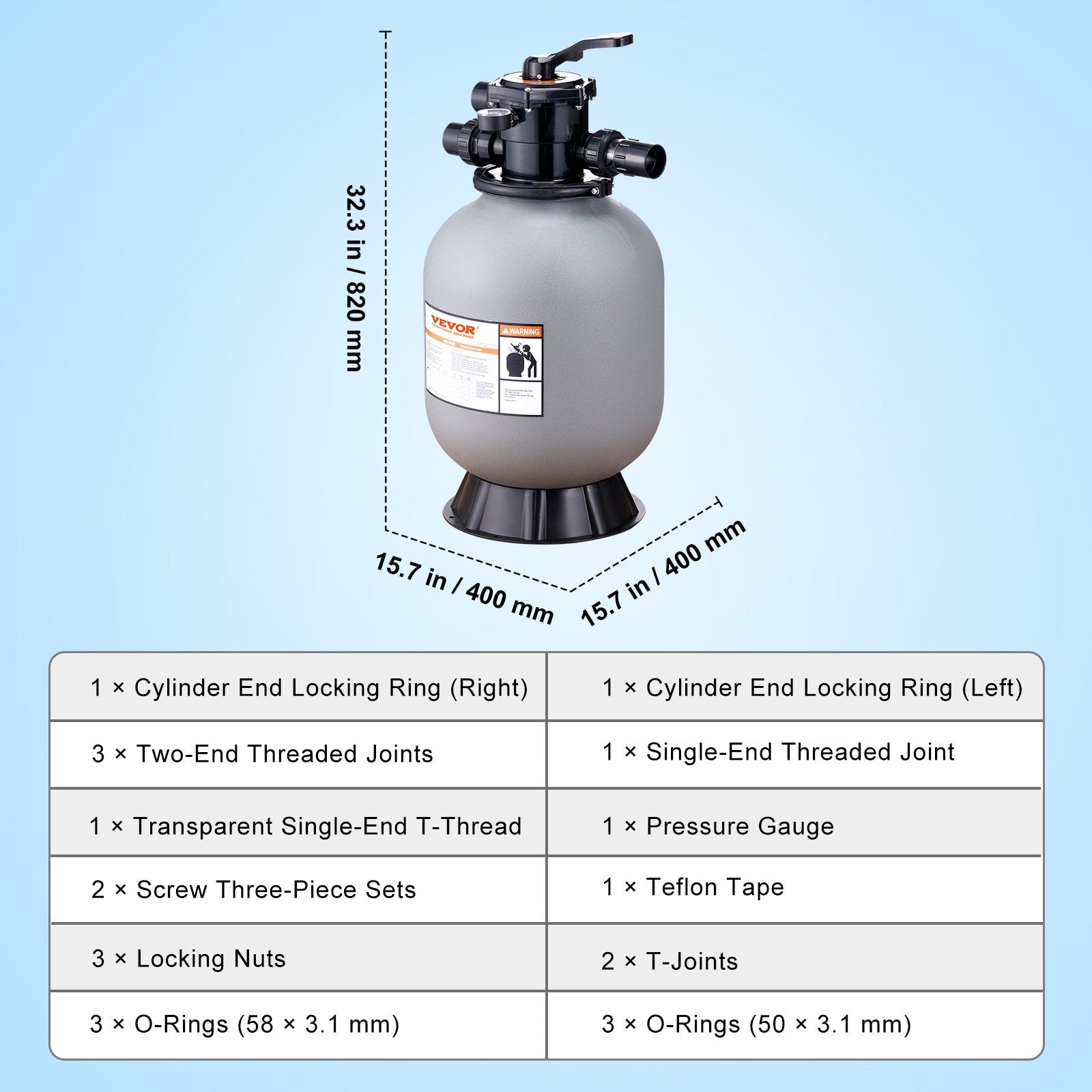 VEVOR Sand Filter, 16-inch, 406.4mm 7
