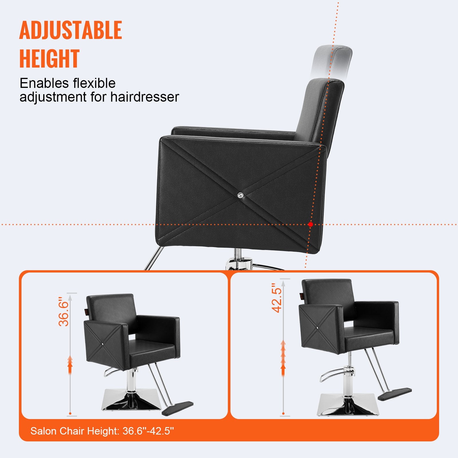 VEVOR Salon Chair, Barber Chair for Hair Stylist, Styling Chair with Heavy Duty Hydraulic Pump, Swivel Hair Salon Chair with Footrest for Beauty Spa Shampoo, Max Load Weight 330 lbs, Black 3