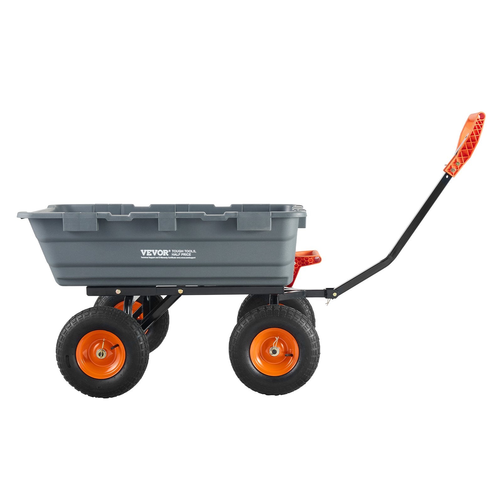 VEVOR Dump Cart, Poly Garden Dump Cart with Easy to Assemble Steel Frame, Dump Wagon with 2-in-1 Convertible Handle, Utility Wheelbarrow  544kg/ 1200lbs Capacity, 33cm/ 13 inch Tires 10