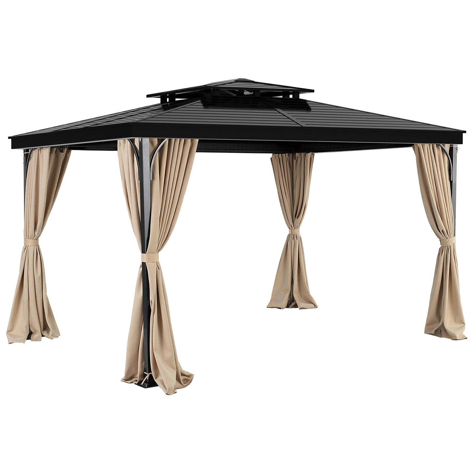 VEVOR Gazebo Curtains Outdoor, 12' x 10' x 7.3' Gazebos, 4-Panel Sidewall Gazebo Privacy Curtains with Zippers, Outdoor Curtain Replacement for Patio Canopy, Only Curtain, Khaki 11