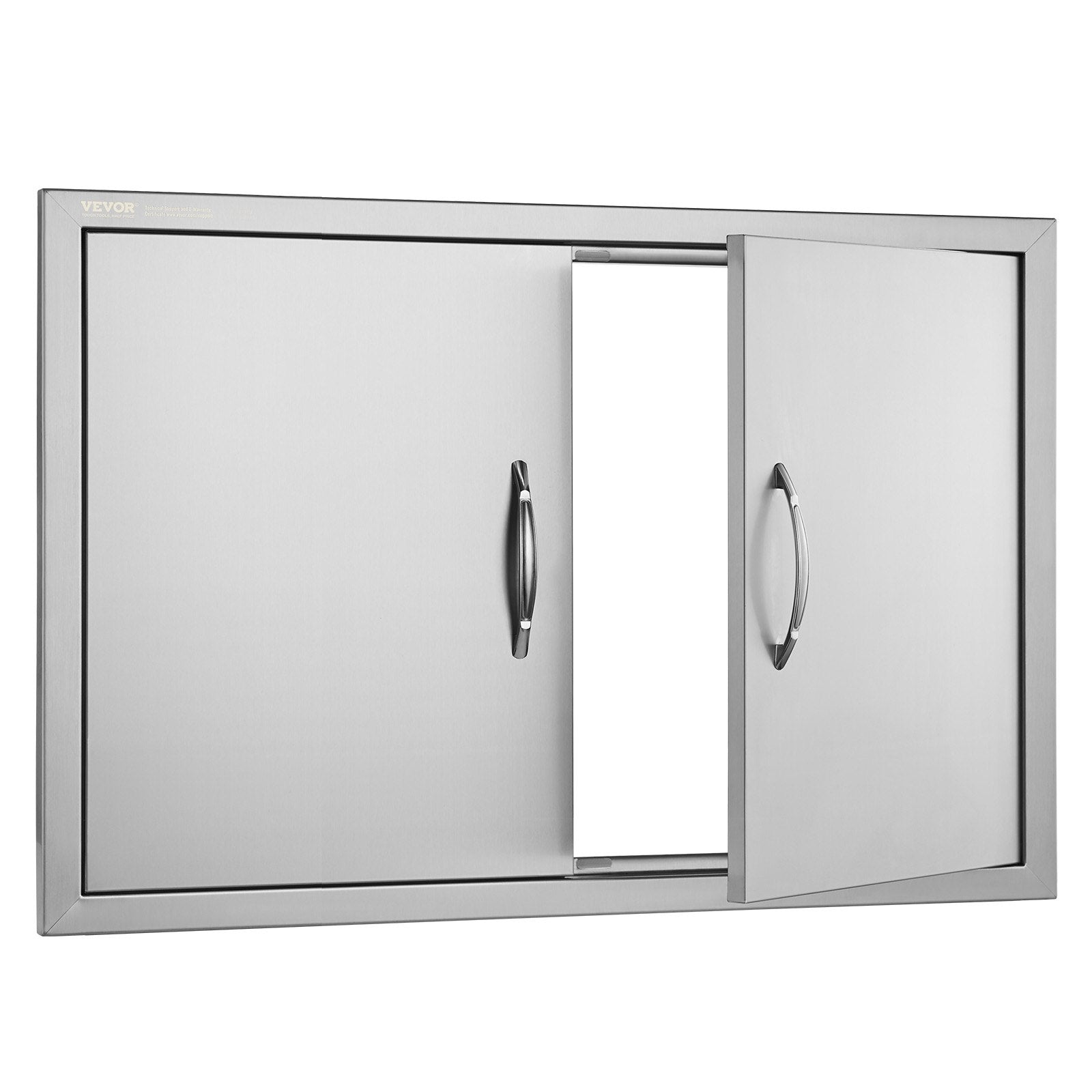 VEVOR BBQ Access Door, 838x558 mm Double Outdoor Kitchen Door, Stainless Steel Flush Mount Door, Wall Vertical Door with Handles, for BBQ Island, Grilling Station, Outside Cabinet 9