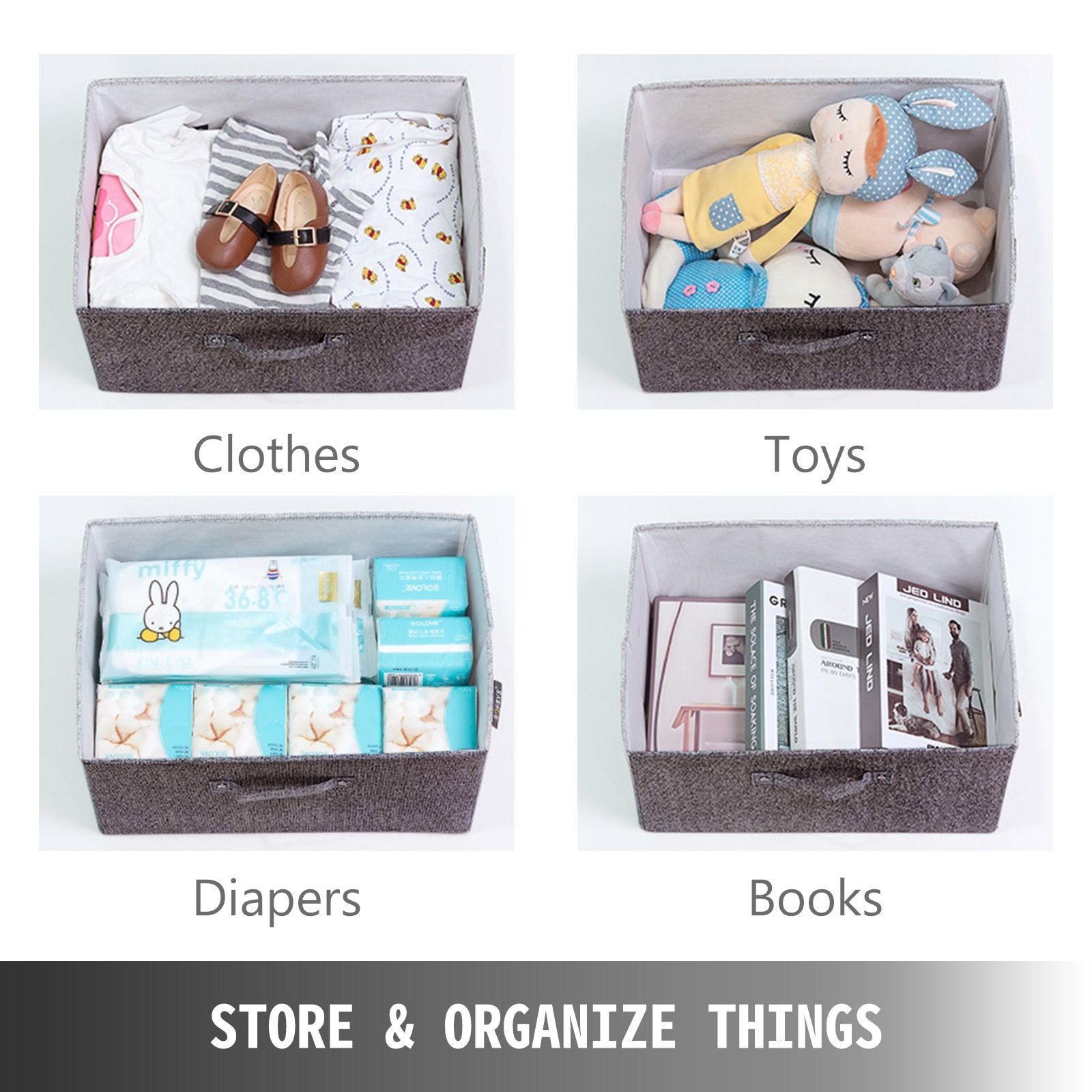 VEVOR Dresser Storage Tower with 5 Fabric Drawer Steel Frame Storage Cabinet Bin Storage Organizer Unit Fabric Cube Dresser Chest Cabinet Coffee Wide (Coffee/Wide) 5