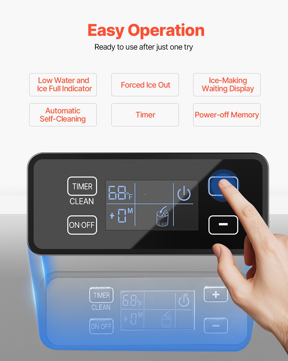 VEVOR Undercounter Built-in Ice Maker, 80 Lbs/Day Under Counter Ice Maker Machine with Reversible Door Stainless Steel, Freestanding Ice Maker for Commercial Home Kitchen, Electric Drainage 5