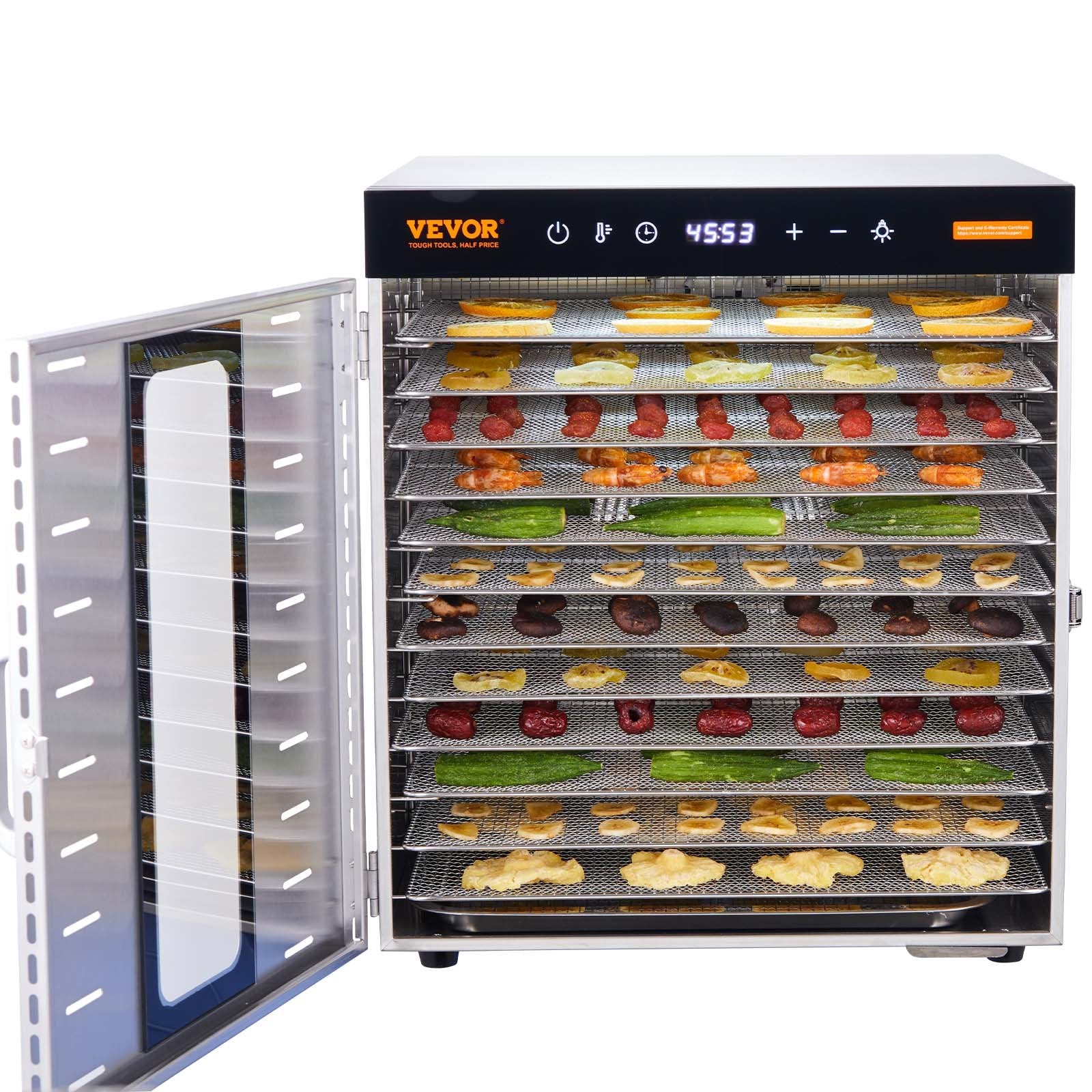 VEVOR 10 Trays Food Dehydrator Machine Stainless Steel 1000W Jerky Fruit Drying 9