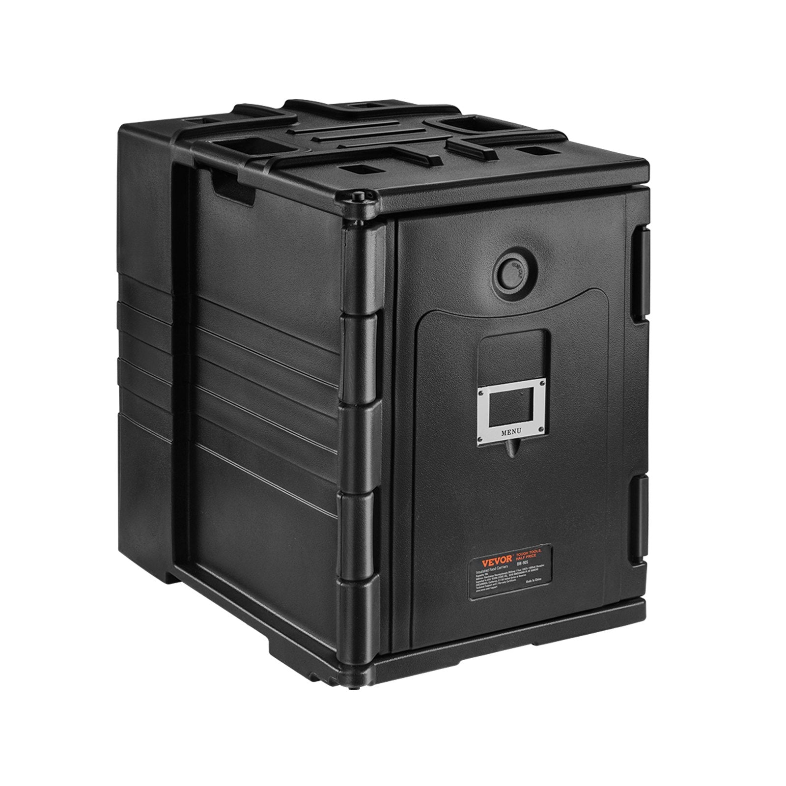 VEVOR Insulated Food Pan Carrier, 82 Qt Hot Box for Catering, LLDPE Food Box Carrier w/ Double Buckles, Front Loading Food Warmer w/ Handles, Stackable End Loader for Restaurant, Canteen, etc. Black 11