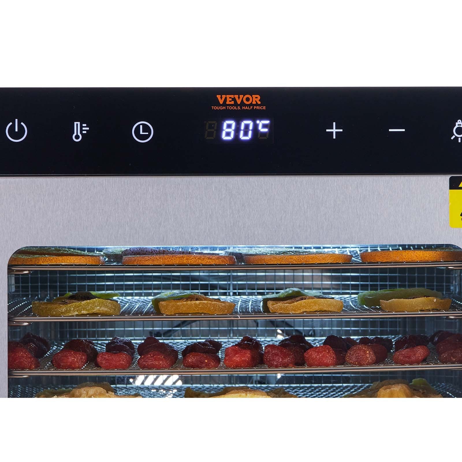 VEVOR 10 Trays Food Dehydrator Machine Stainless Steel 800W Jerky Fruit Drying 10