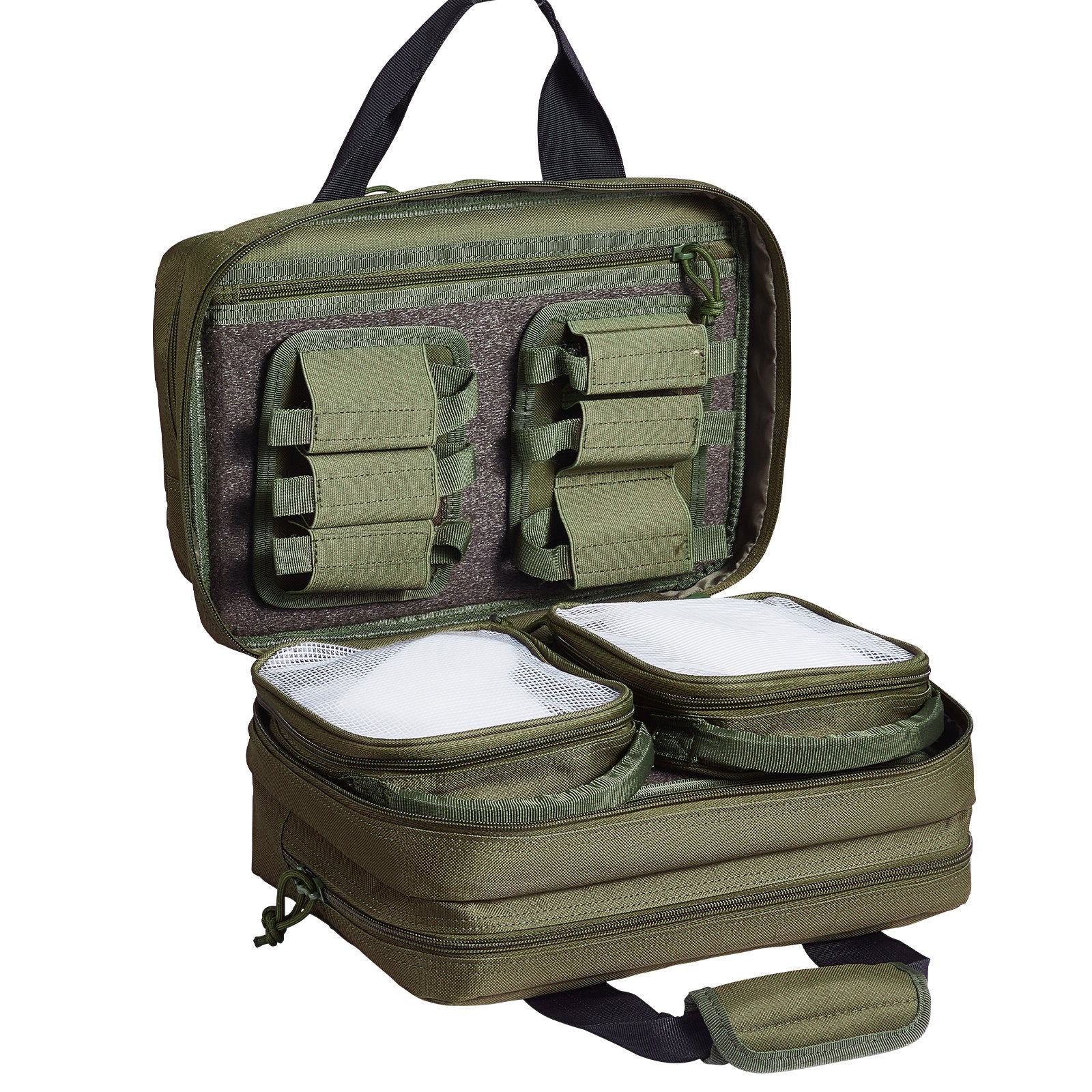 VEVOR Range Bag for 2 Pistols Tactical Gun Bag 2 Built-in Pistol Bags Green 10