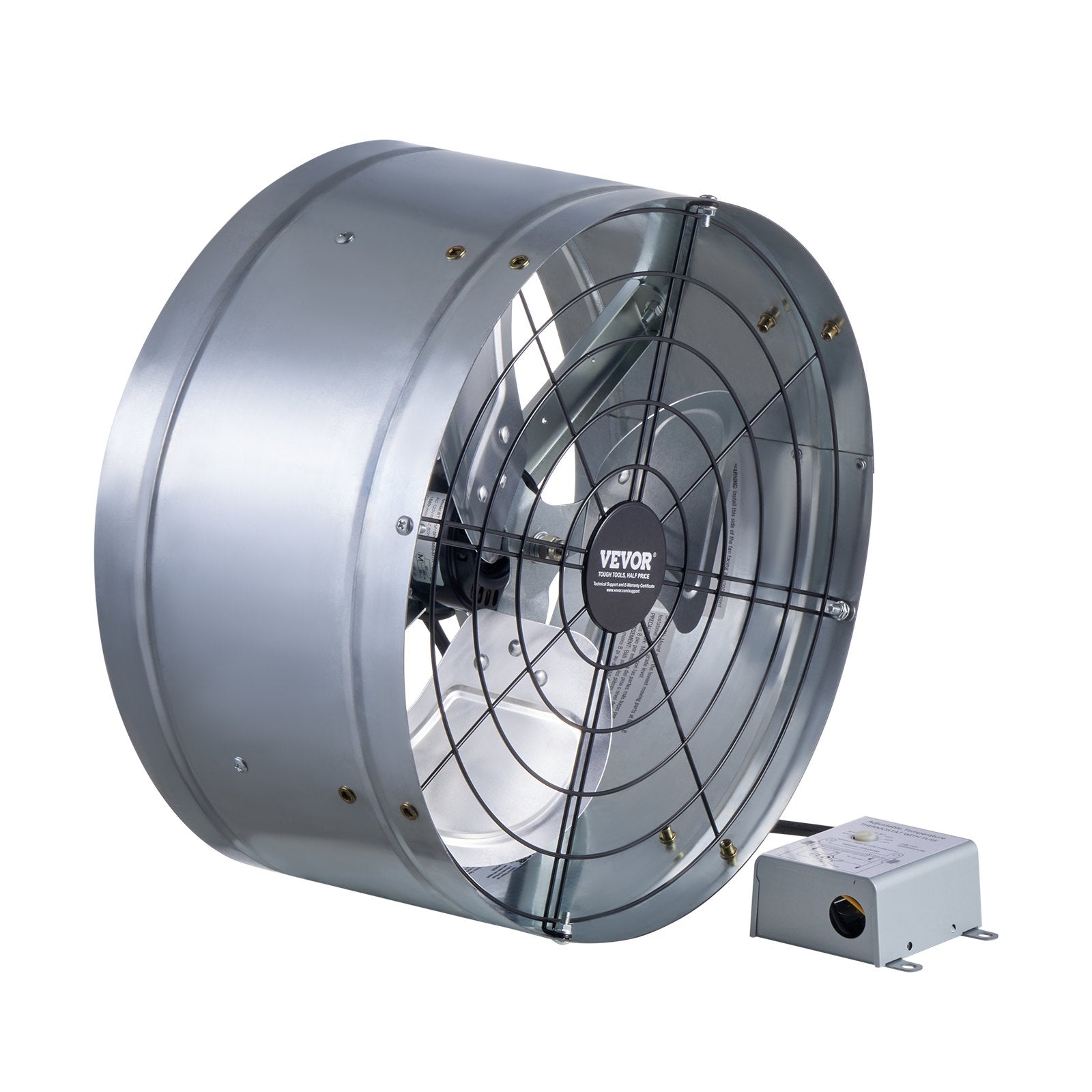VEVOR 380 mm Gable Mount Fan 1300 CFM Attic Vent Fan with Adjustable Thermostat 11