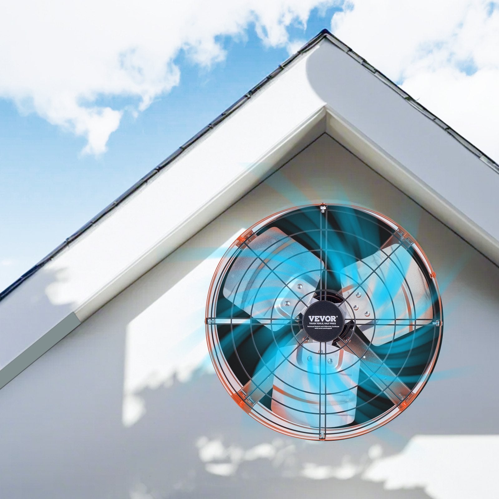 VEVOR 380 mm Gable Mount Fan 1650 CFM Attic Vent Fan with Adjustable Thermostat 8