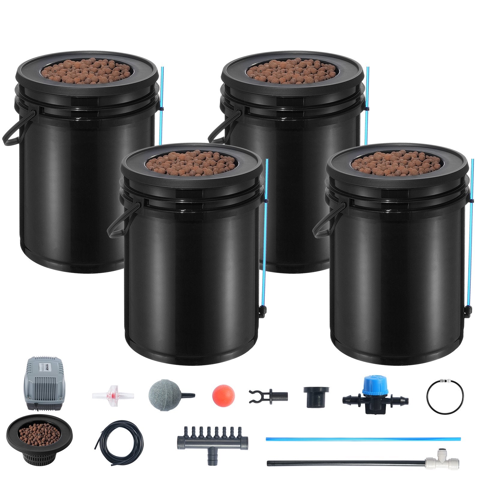 VEVOR DWC Hydroponics Grow System Deep Water Culture with Top Drip 4 Buckets 9
