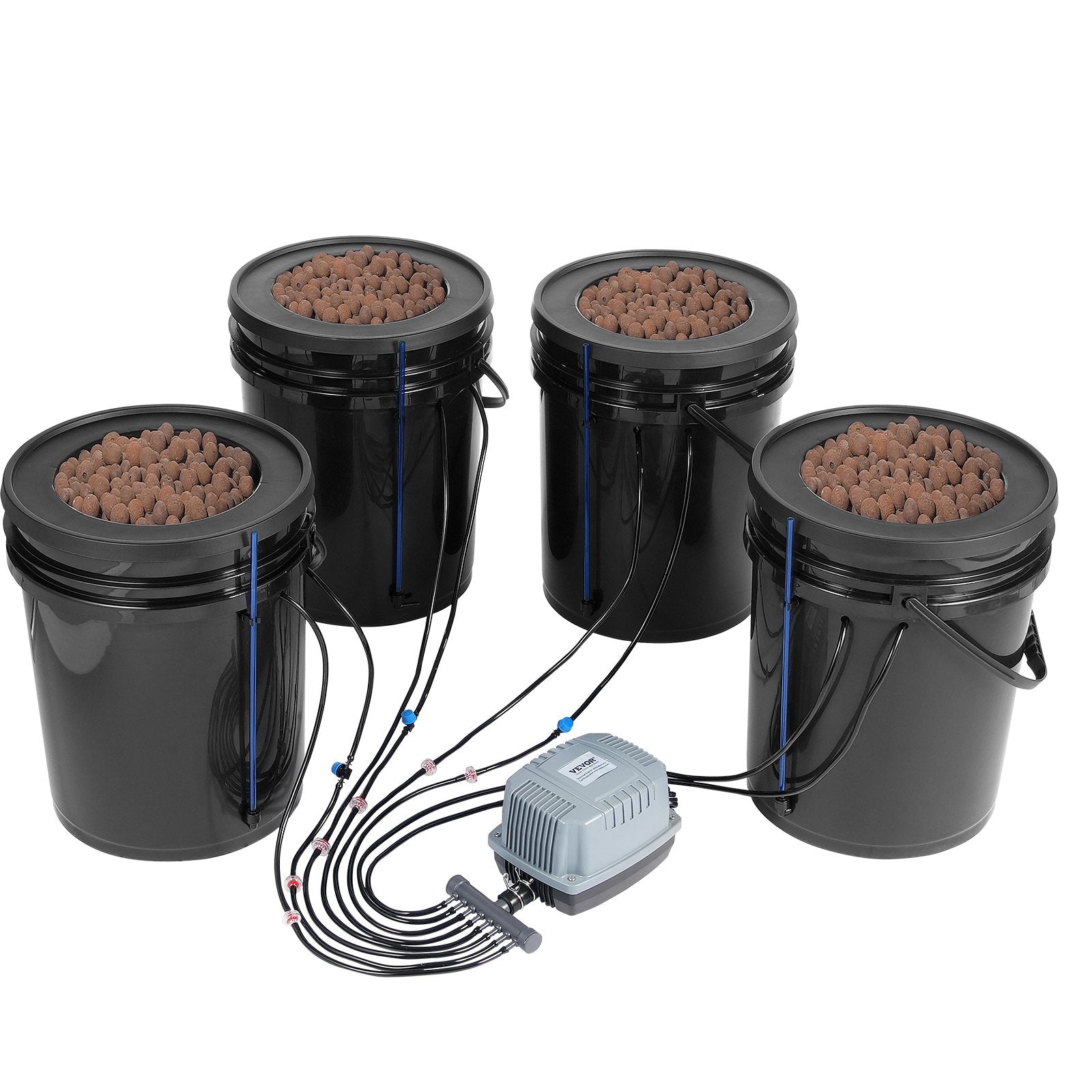 VEVOR DWC Hydroponics Grow System Deep Water Culture with Top Drip 4 Buckets 10