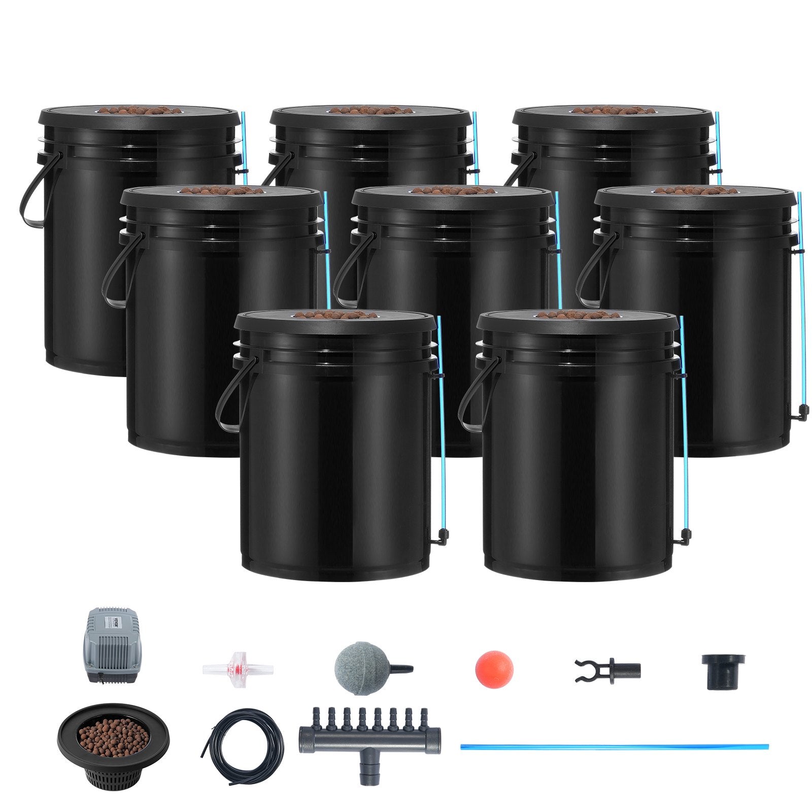 VEVOR DWC Hydroponics Grow System Deep Water Culture 8 Buckets with Air Pump 9