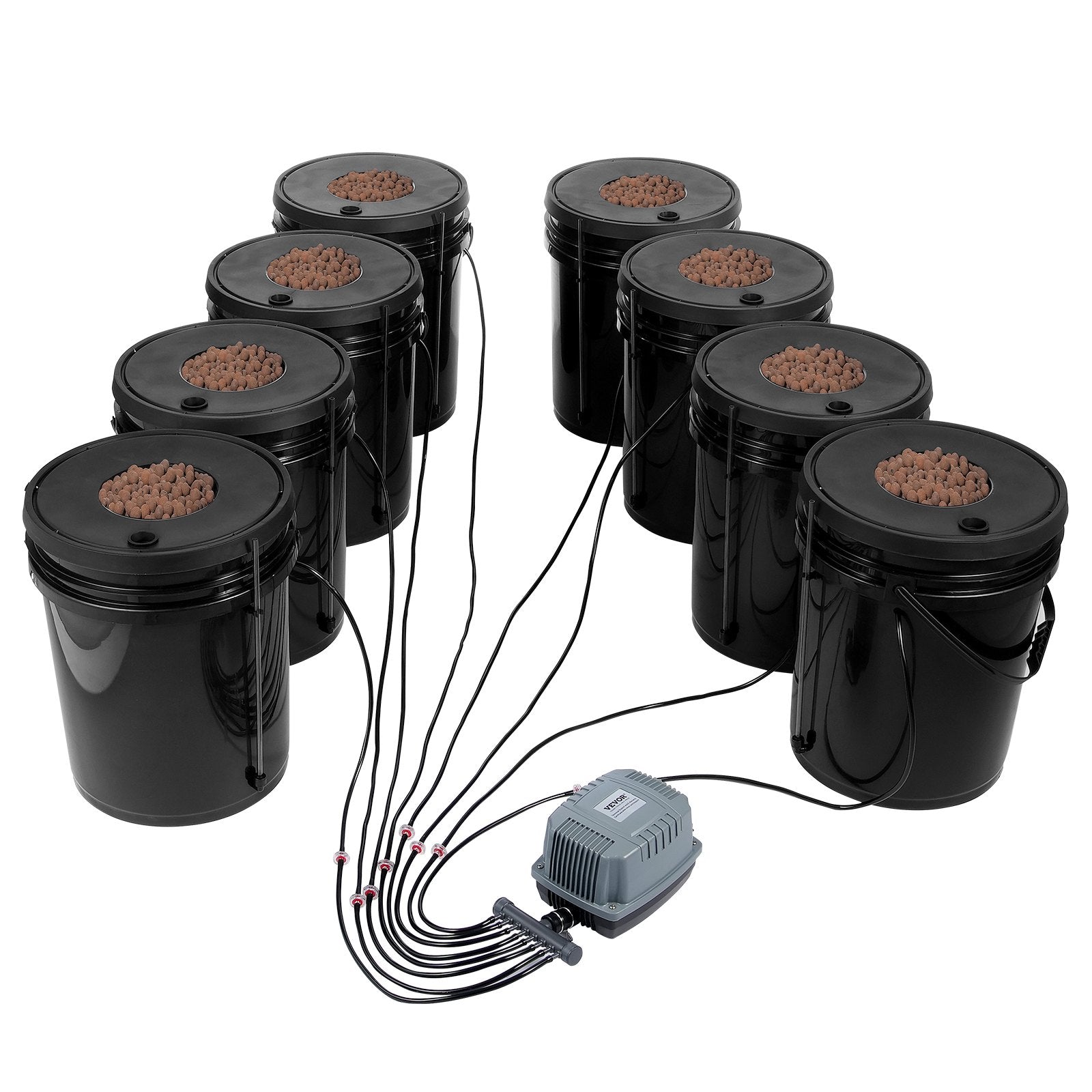 VEVOR DWC Hydroponics Grow System Deep Water Culture 8 Buckets with Air Pump 10