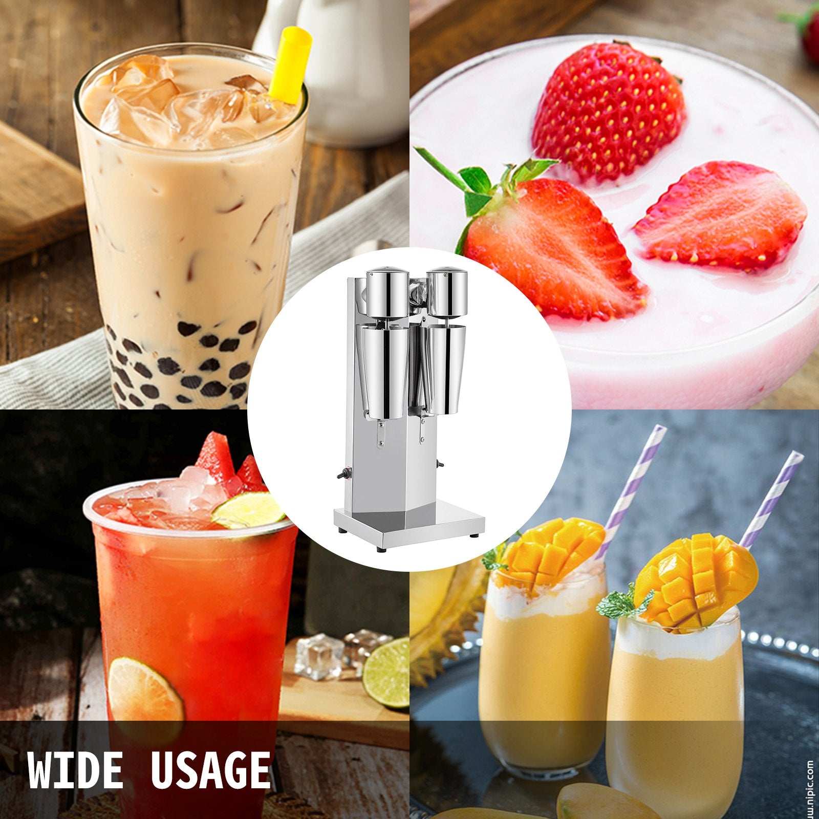 Vevor Commercial Milkshake Maker Machine Double Heads Thickshake Frother Stainless 6
