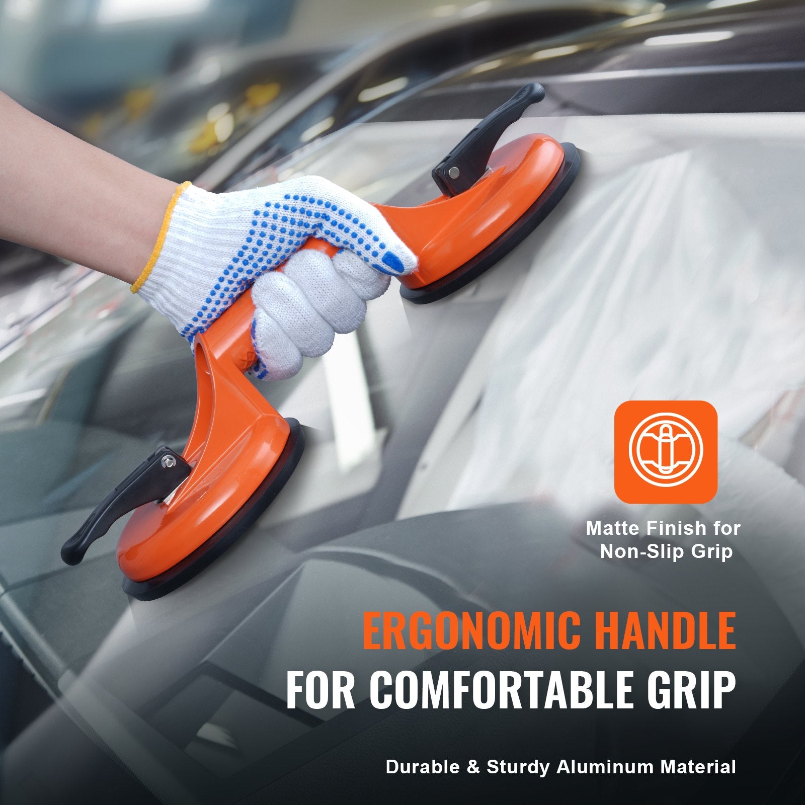 VEVOR Glass Suction Cup, 119 mm 2 Pack 150 kg Load Capacity, Vacuum Suction Cup with Aluminum Handle, Heavy Duty Industrial Suction Cup Lifter Tool for Glass, Granite, Tile, Metal, Wood Panel Lifting 5